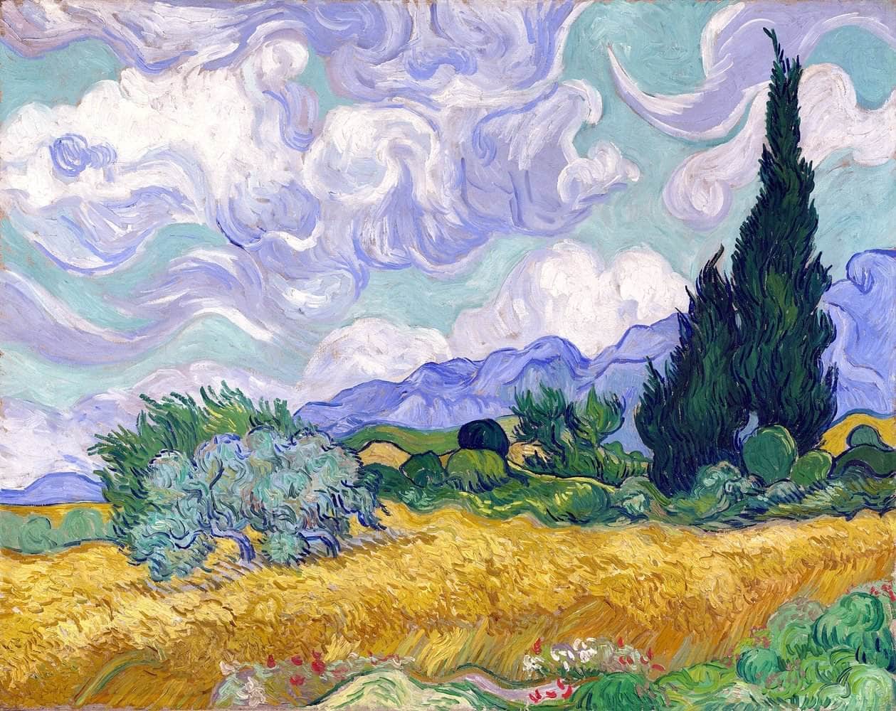 Wheat Field With Cypruses Painting Vincent Van Gogh Canvas Art - Image 5