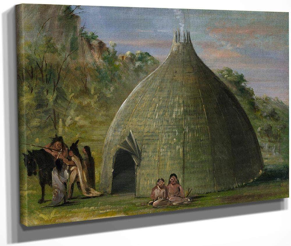 Wichita Lodge, Thatched With Prairie Grass By George Catlin