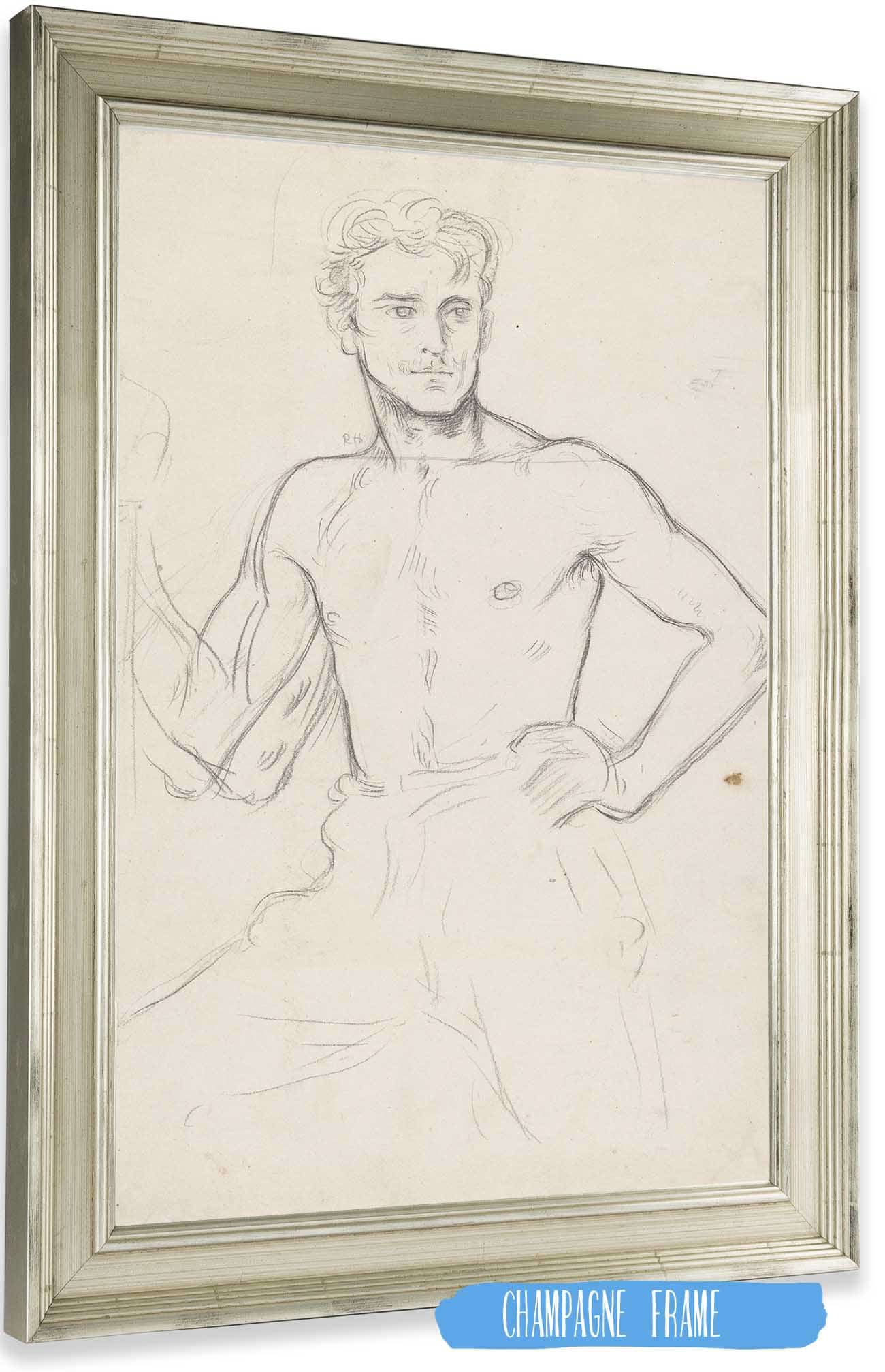 Wijdbeens Staande Man Met Ontbloot Bovenlichaam by Richard Nicolaus Roland Holst