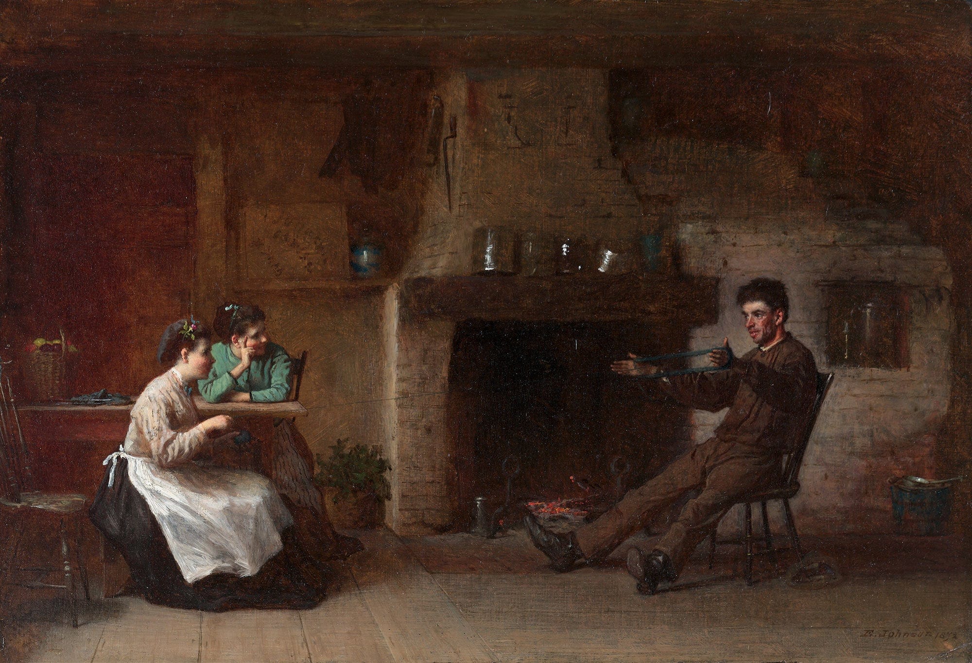 Winding Yarn Interior Of A Nantucket Kitchen by Eastman Johnson - Image 2