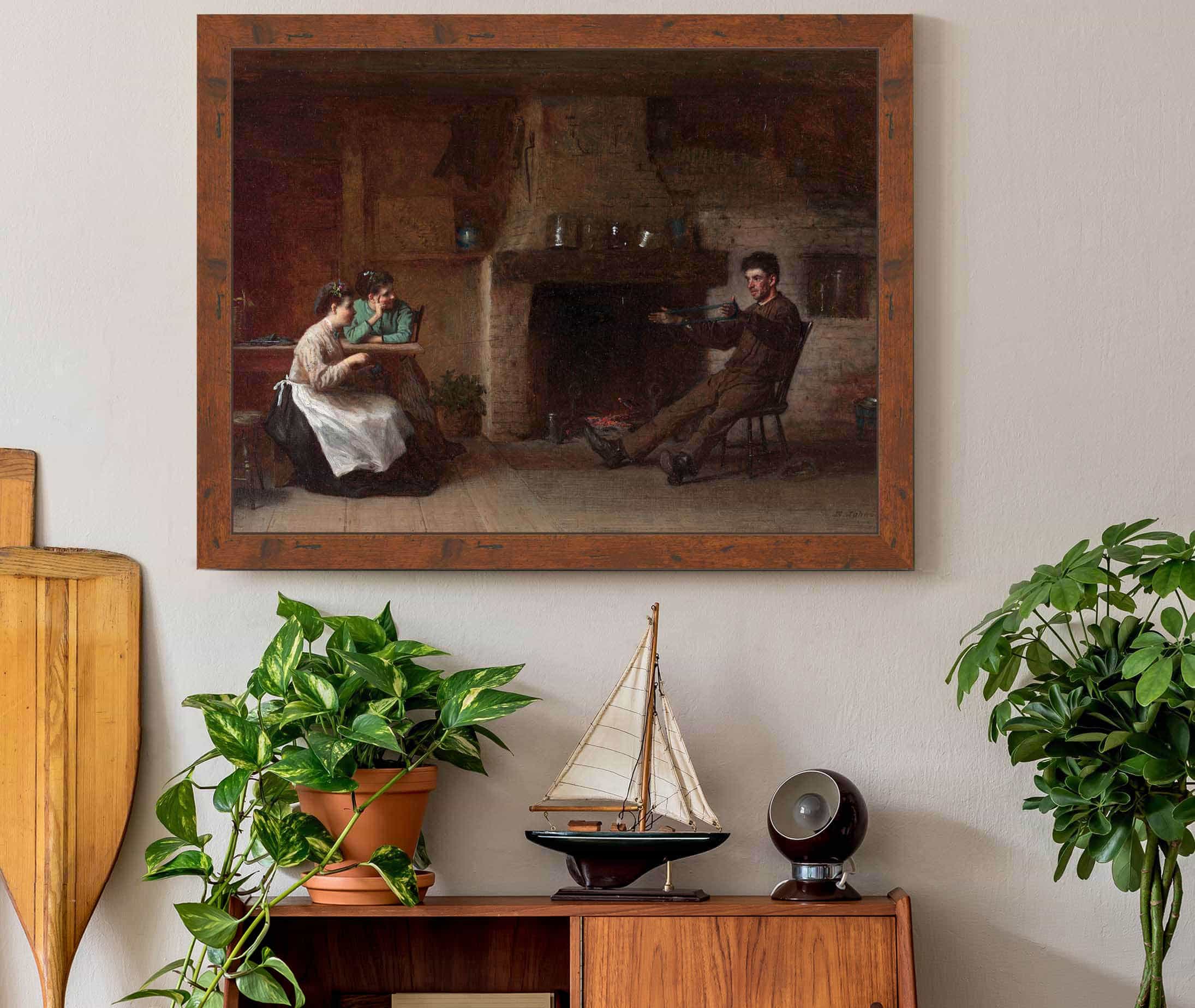 Winding Yarn Interior Of A Nantucket Kitchen by Eastman Johnson - Image 3