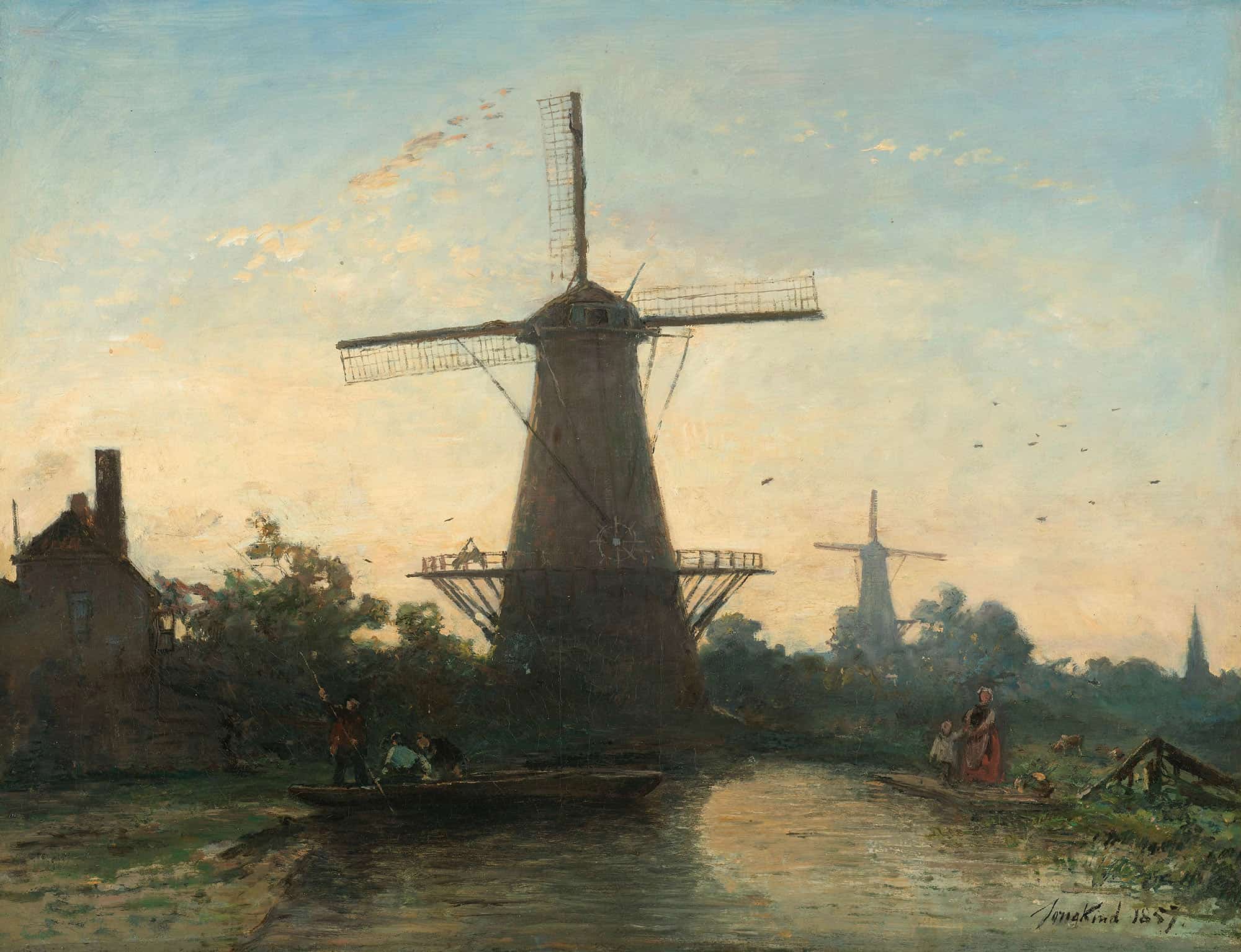 Windmills Near Rotterdam by Johan Barthold Jongkind