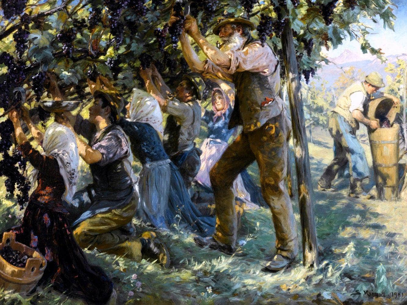 Wine Harvest In The Tyrol Painting Peder Severin Kryer Canvas Art - Image 5