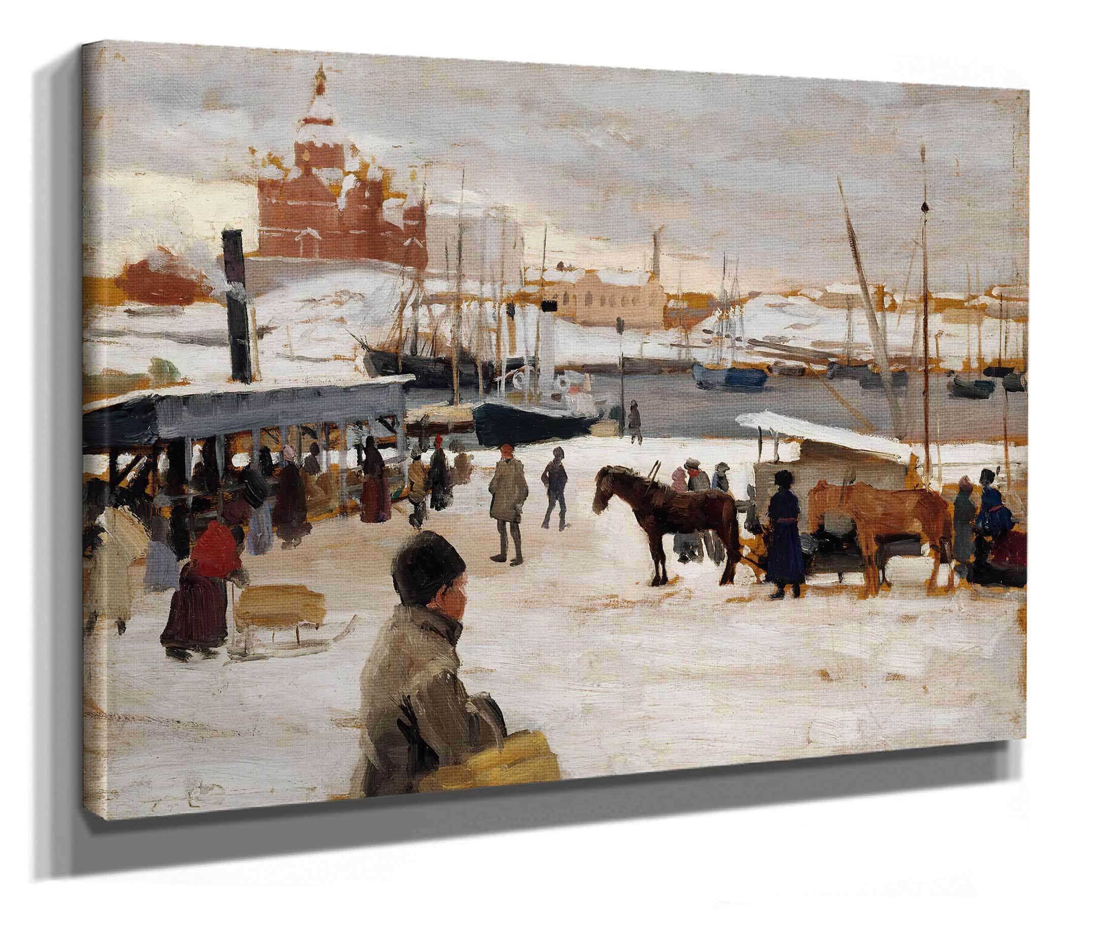 Winter Day In Helsinki Market Square Study by Albert Edelfelt - Image 2