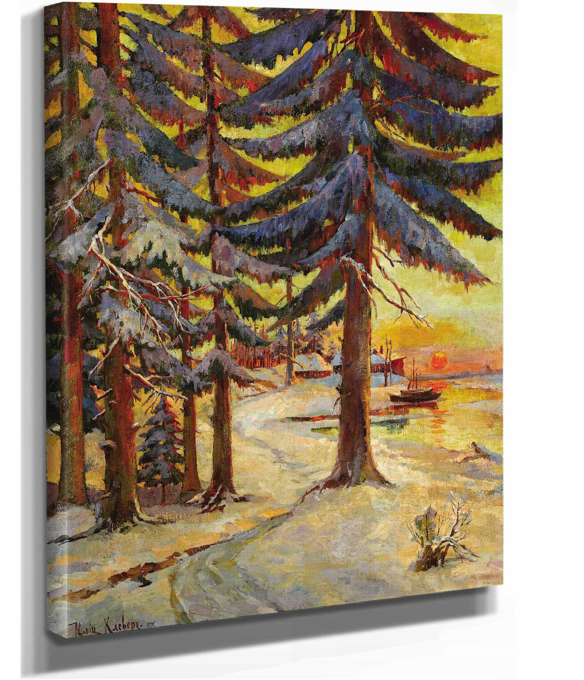 Winter Evening On The Lake by Julius Sergius Klever - Image 2