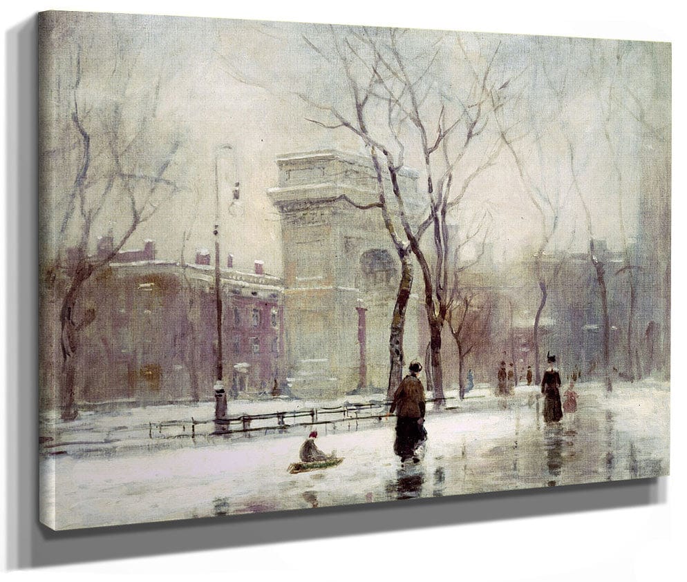 Winter In Washington Square By Paul Cornoyer