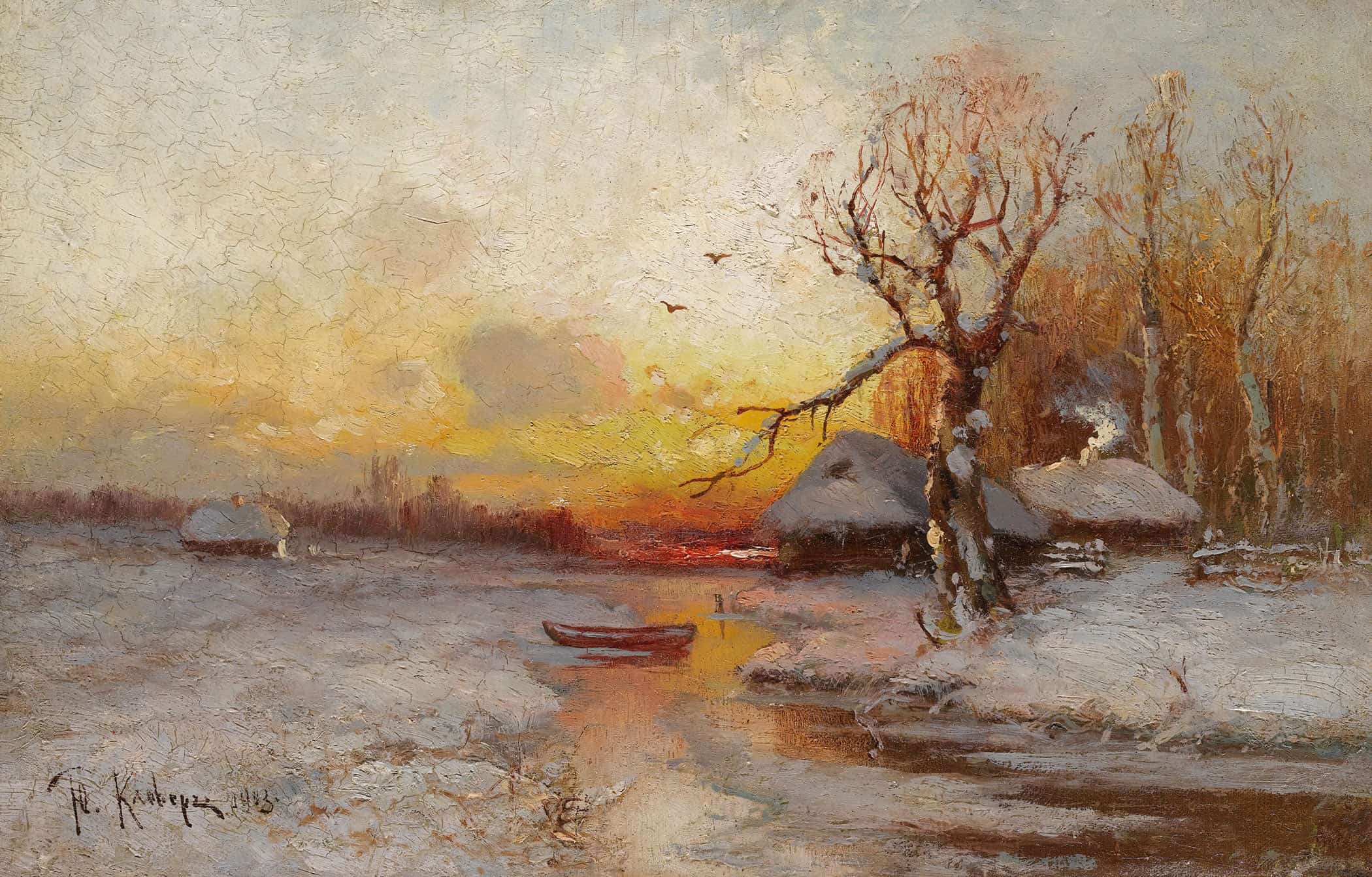 Winter Sunset by Julius Sergius Klever - Image 2