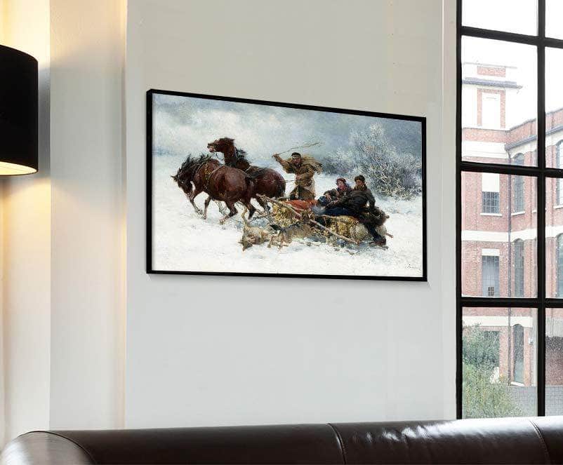 Wolves Attacking The Sleigh Painting Alfred Kowalski Canvas Art - Image 4