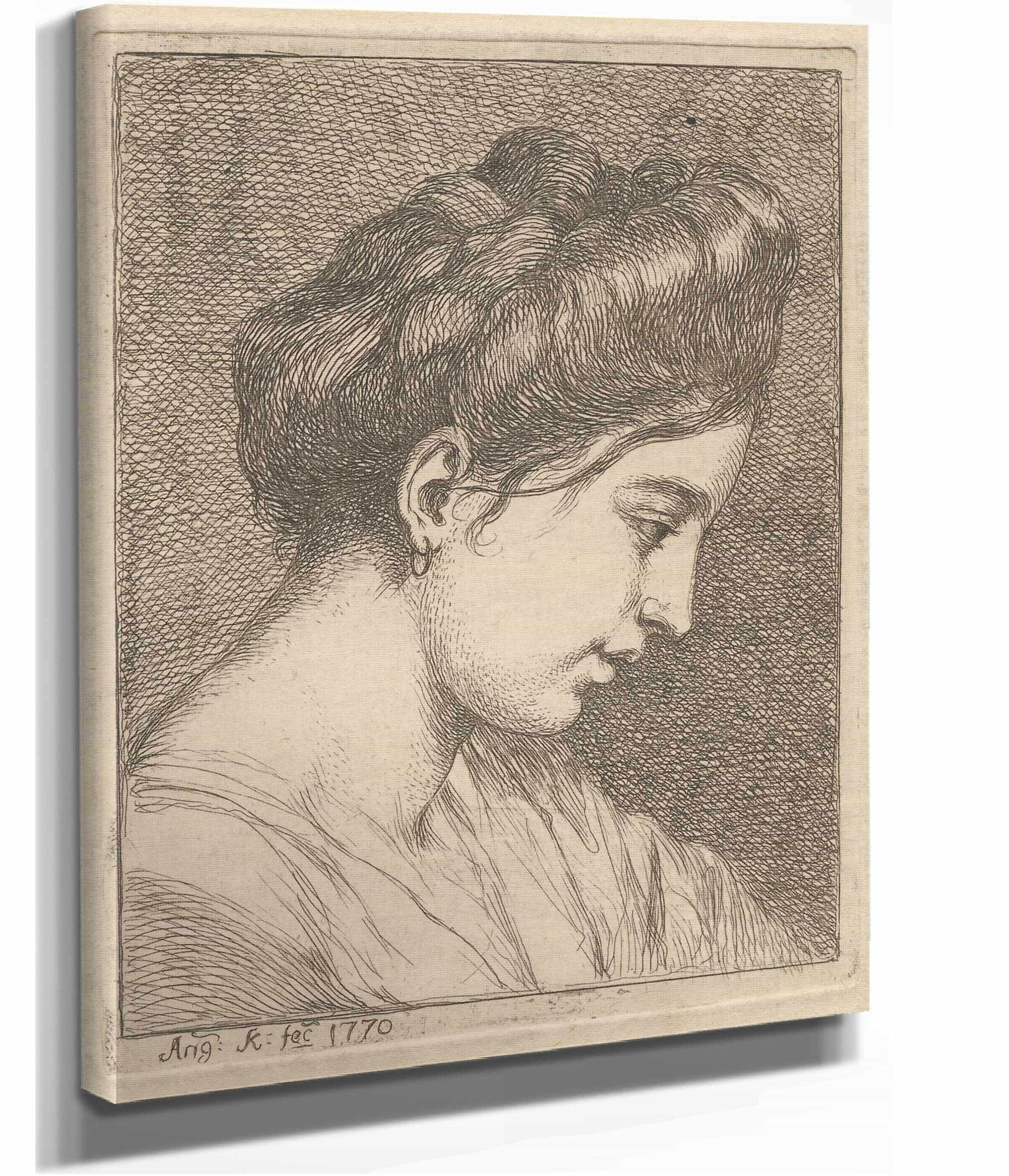 Woman Adjusting A Ribbon In Her Hair by Angelica Kauffmann - Image 2