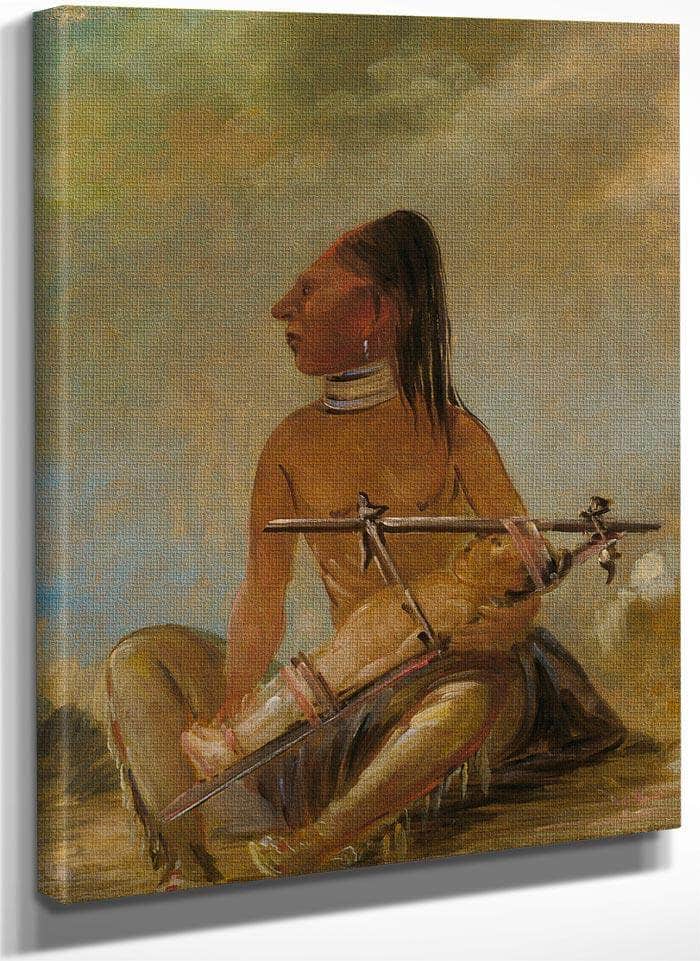Woman And Child, Showing How The Heads Of Children Are Flattened By George Catlin