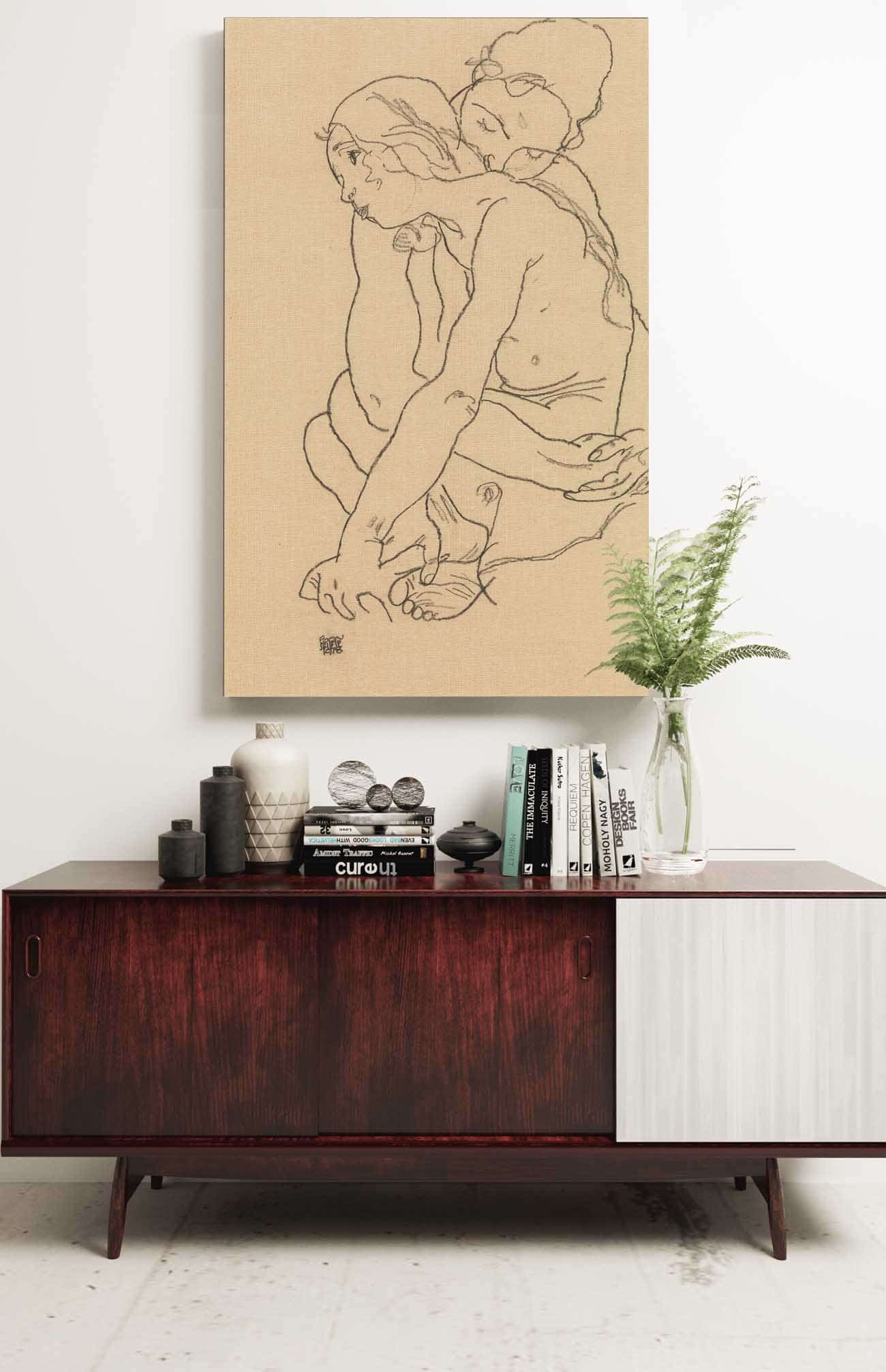 Woman And Girl Embracing by Egon Schiele - Image 2