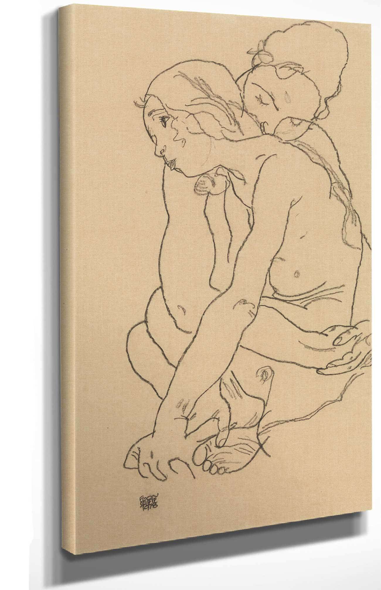 Woman And Girl Embracing by Egon Schiele - Image 4