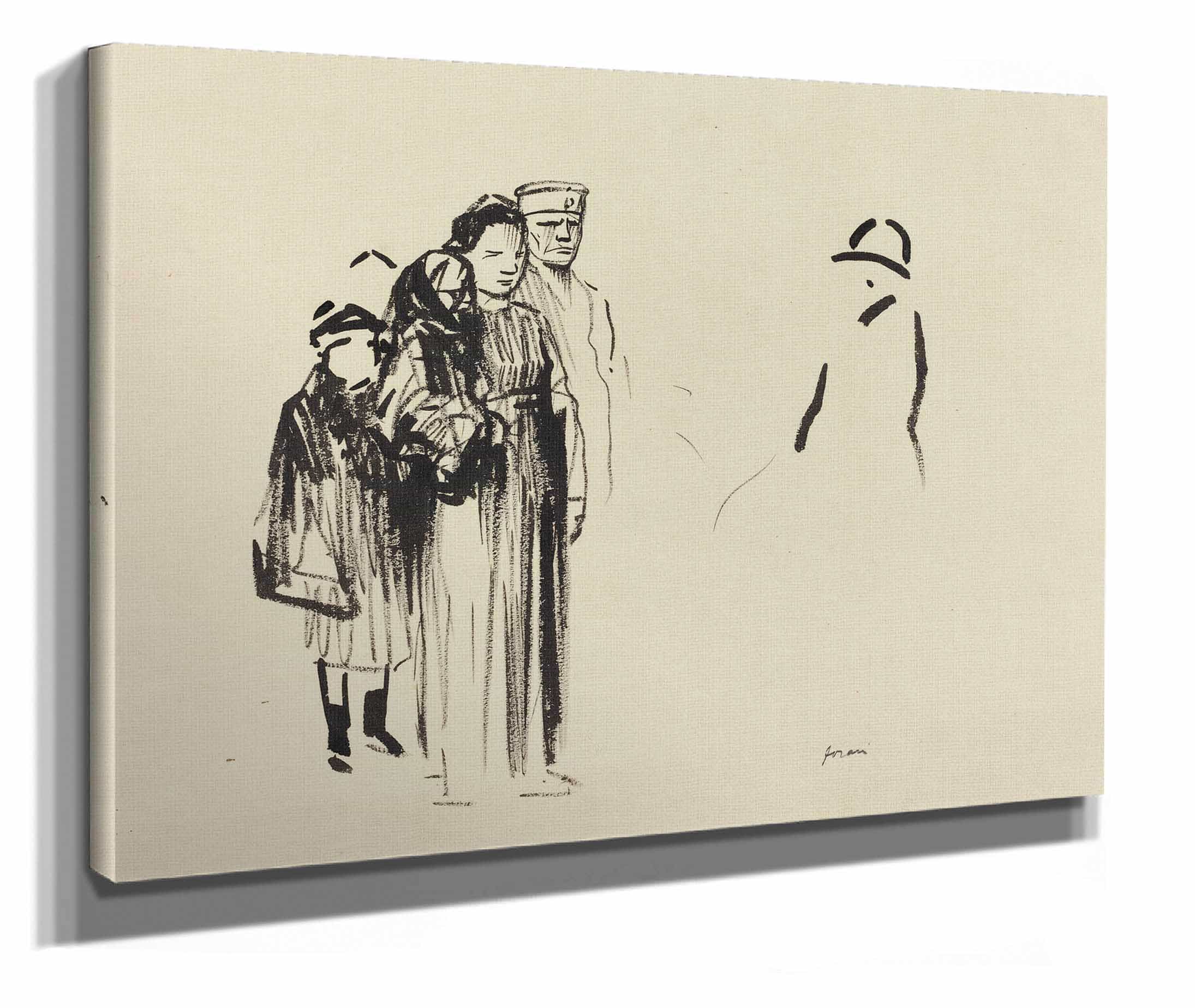 Woman And Two Children With German Soldiers by Jean Louis Forain - Image 2