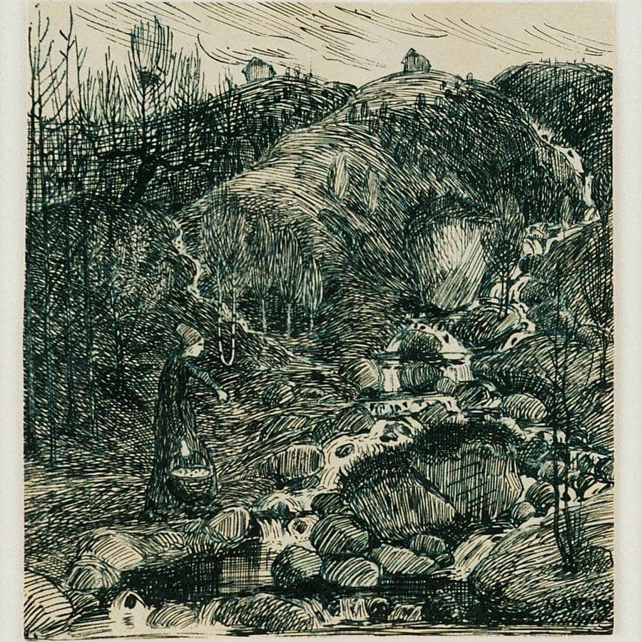Woman By A Stream By Nicolai Astrup - Image 5