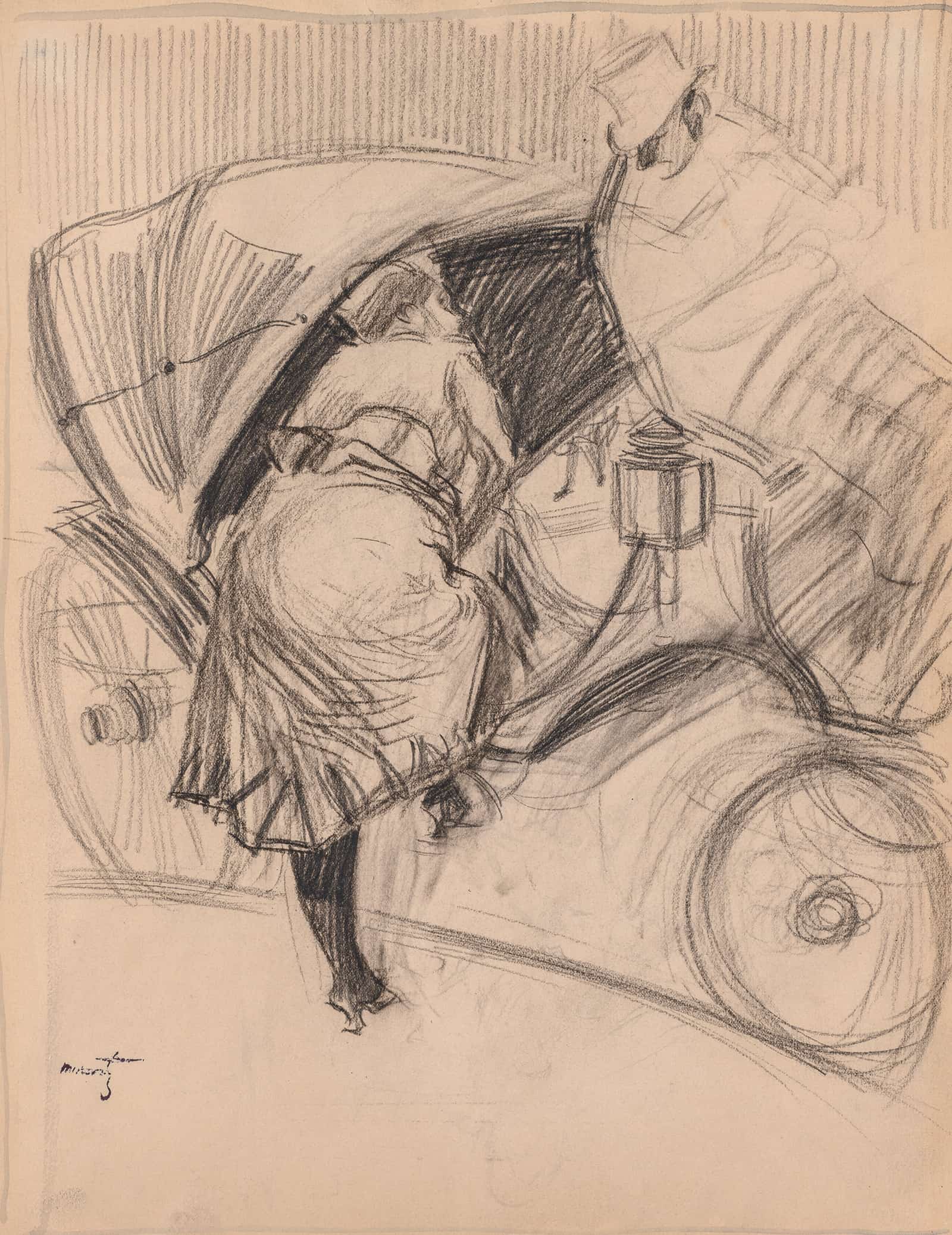 Woman Entering A Fiacre Recto Late S by Jean Louis Forain - Image 2