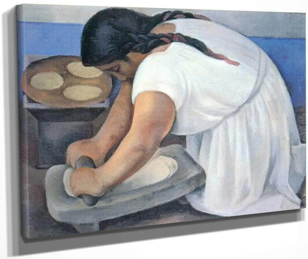 Woman Grinding Maize By Diego Rivera