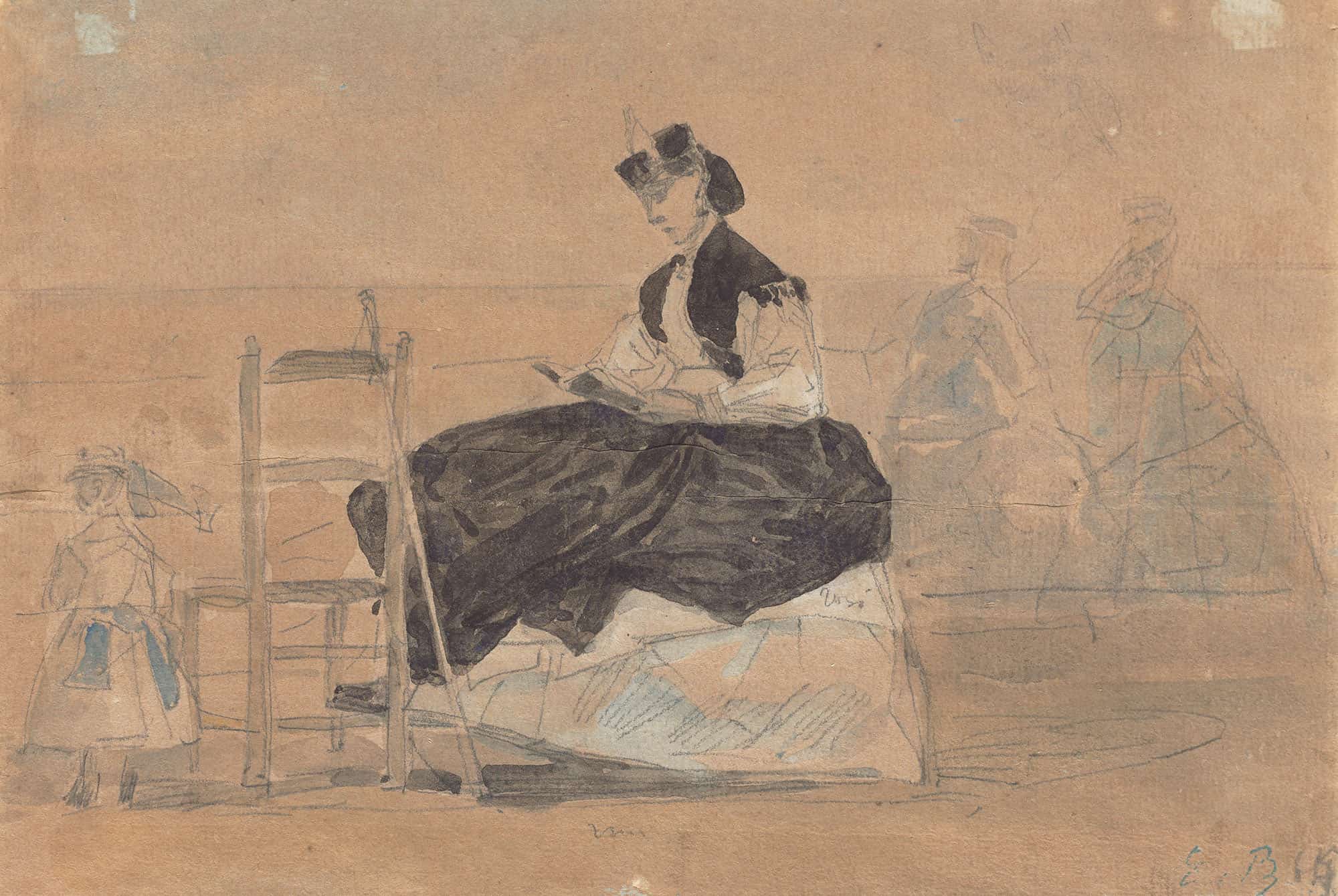 Woman In A Crinoline On The Beach Of Trouville by Eugene Boudin - Image 2