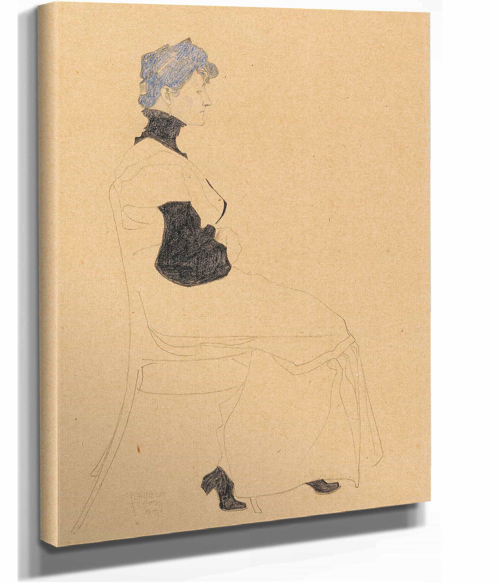 Woman In Profile Seated In A Chair by Egon Schiele - Image 2