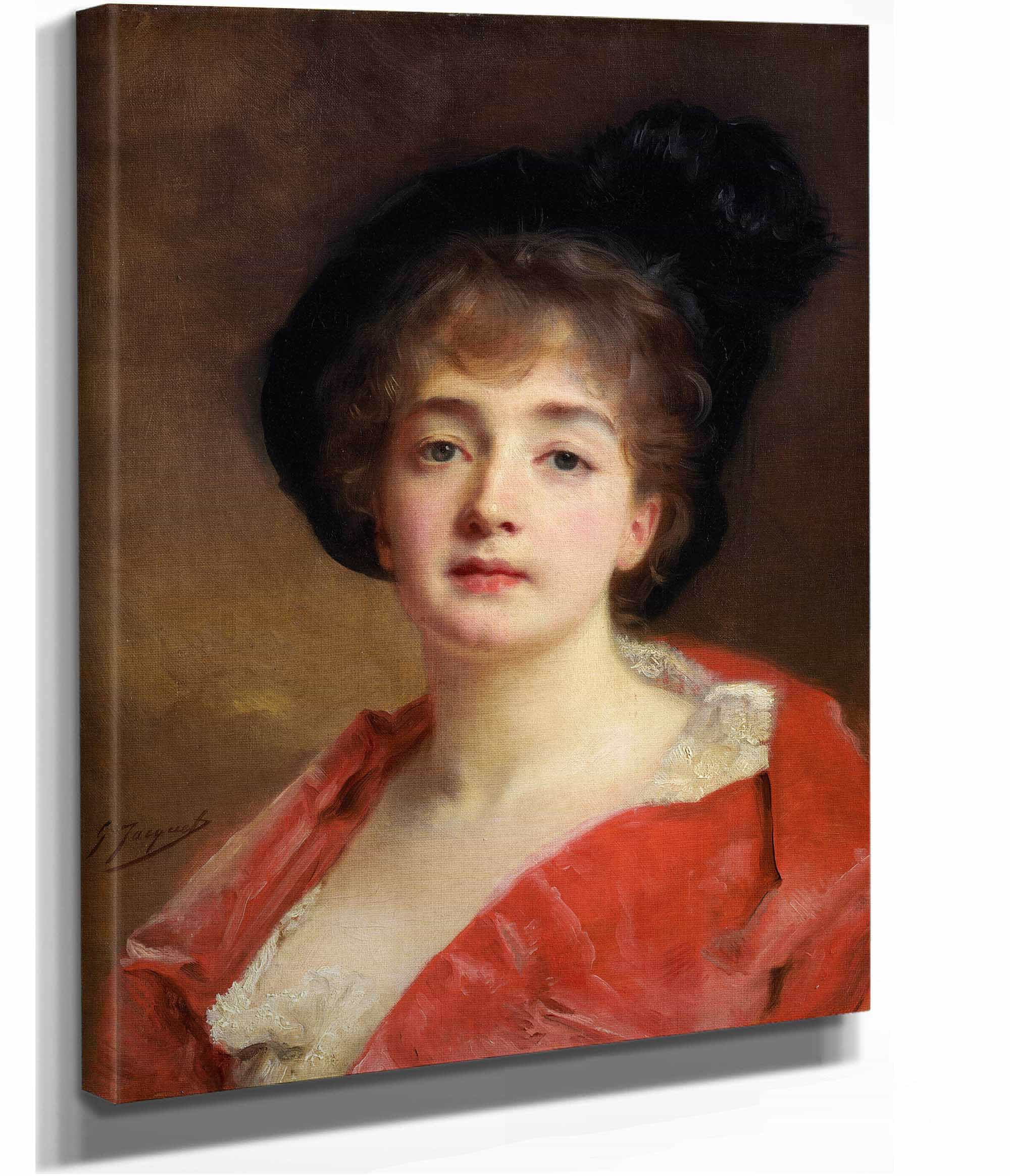 Woman In Red by Gustave Jean Jacquet - Image 2