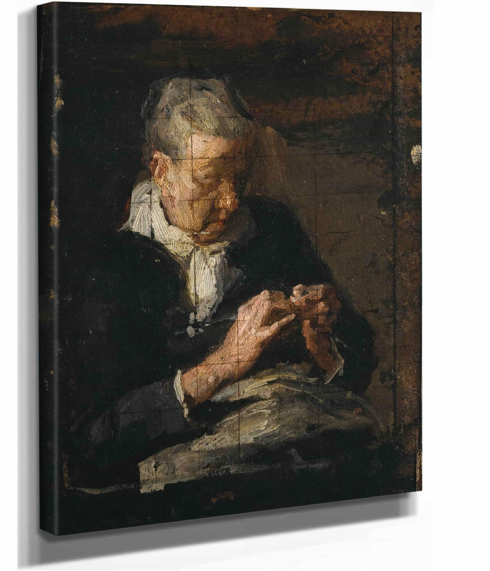 Woman Knitting by Thomas Eakins - Image 2