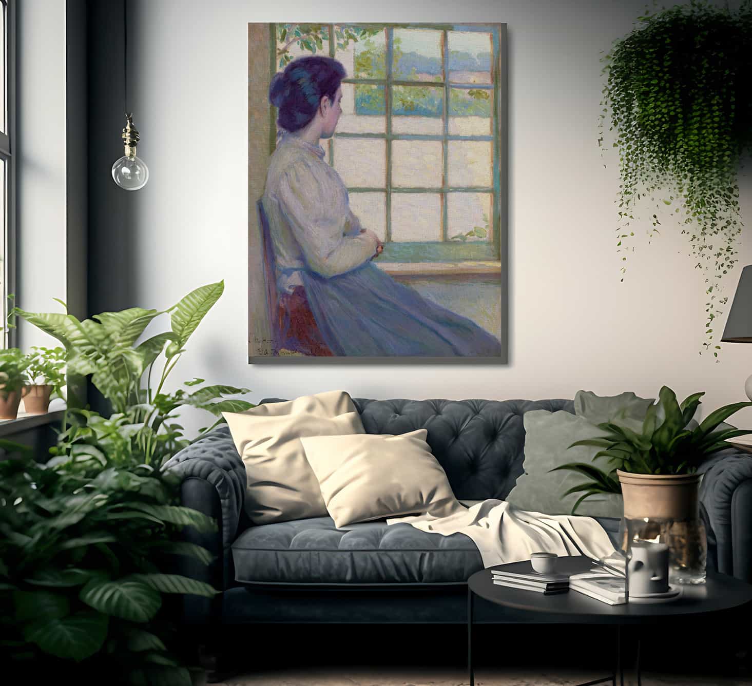 Woman Looking Out A Window Portrait Of A.M. Hooey 1895 By John La Farge - Image 2