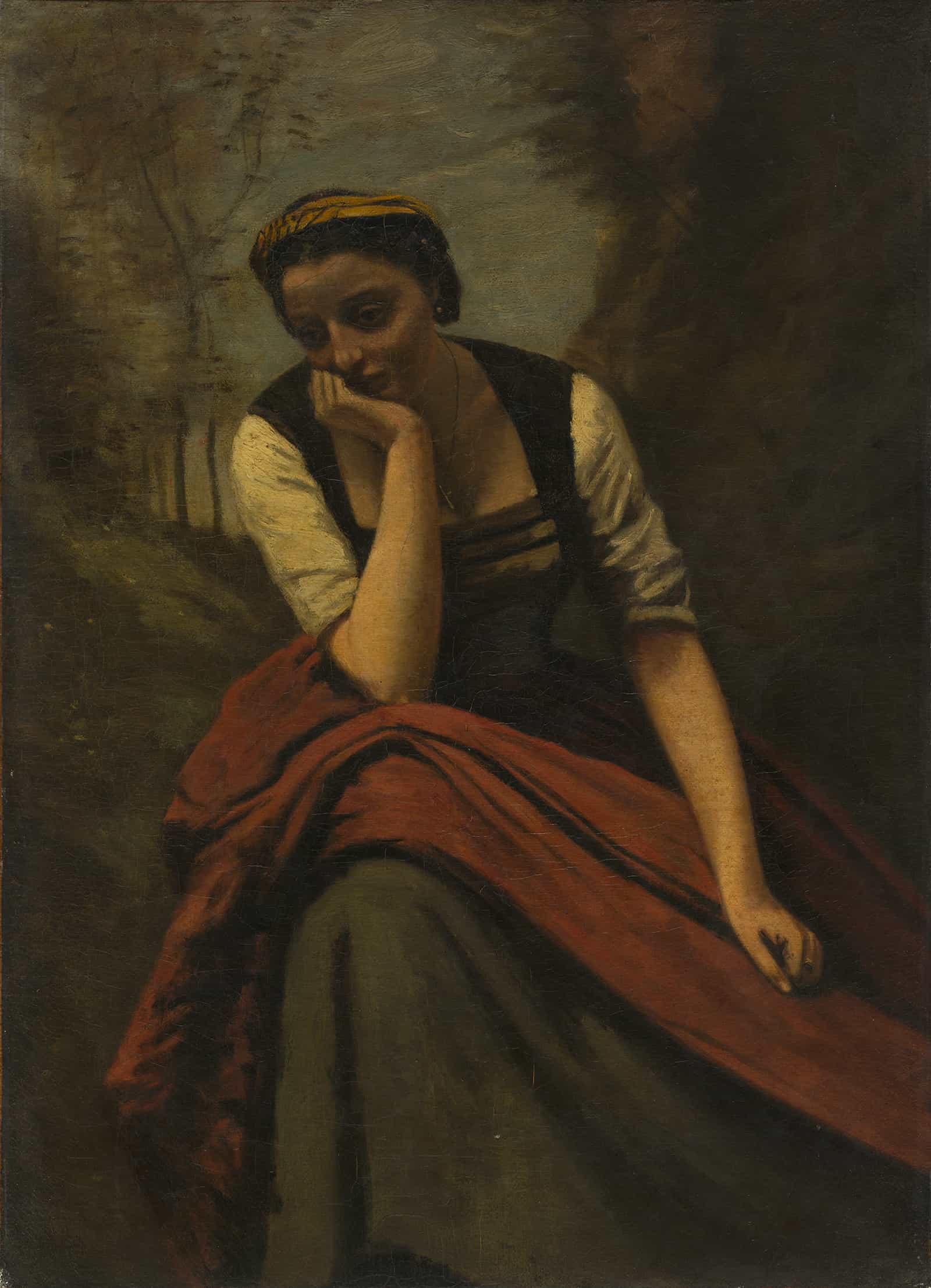 Woman Meditating After by Jean Baptiste Camille Corot - Image 2