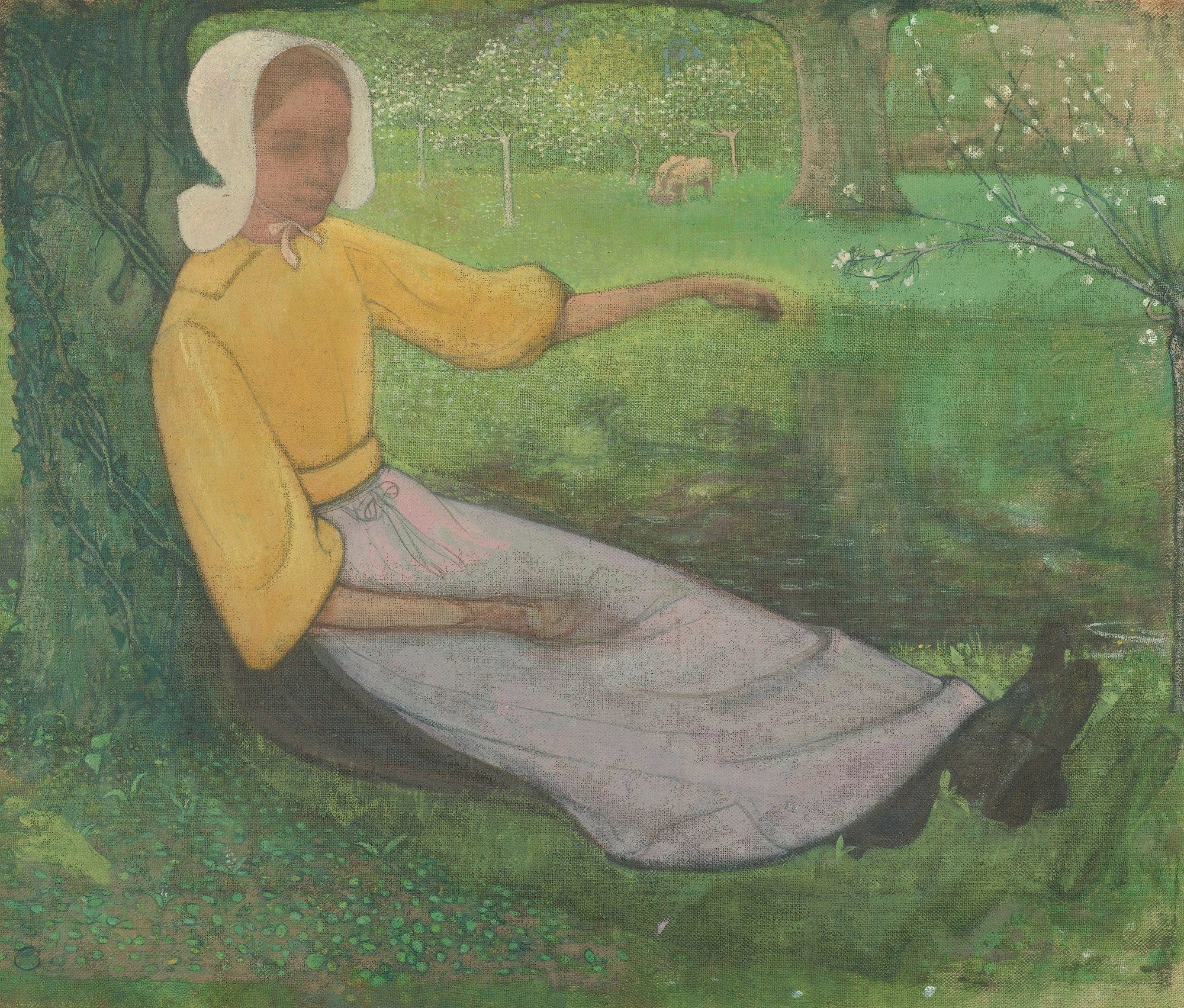 Woman Of Huizen Sitting Under A Tree by Richard Nicolaus Roland Holst