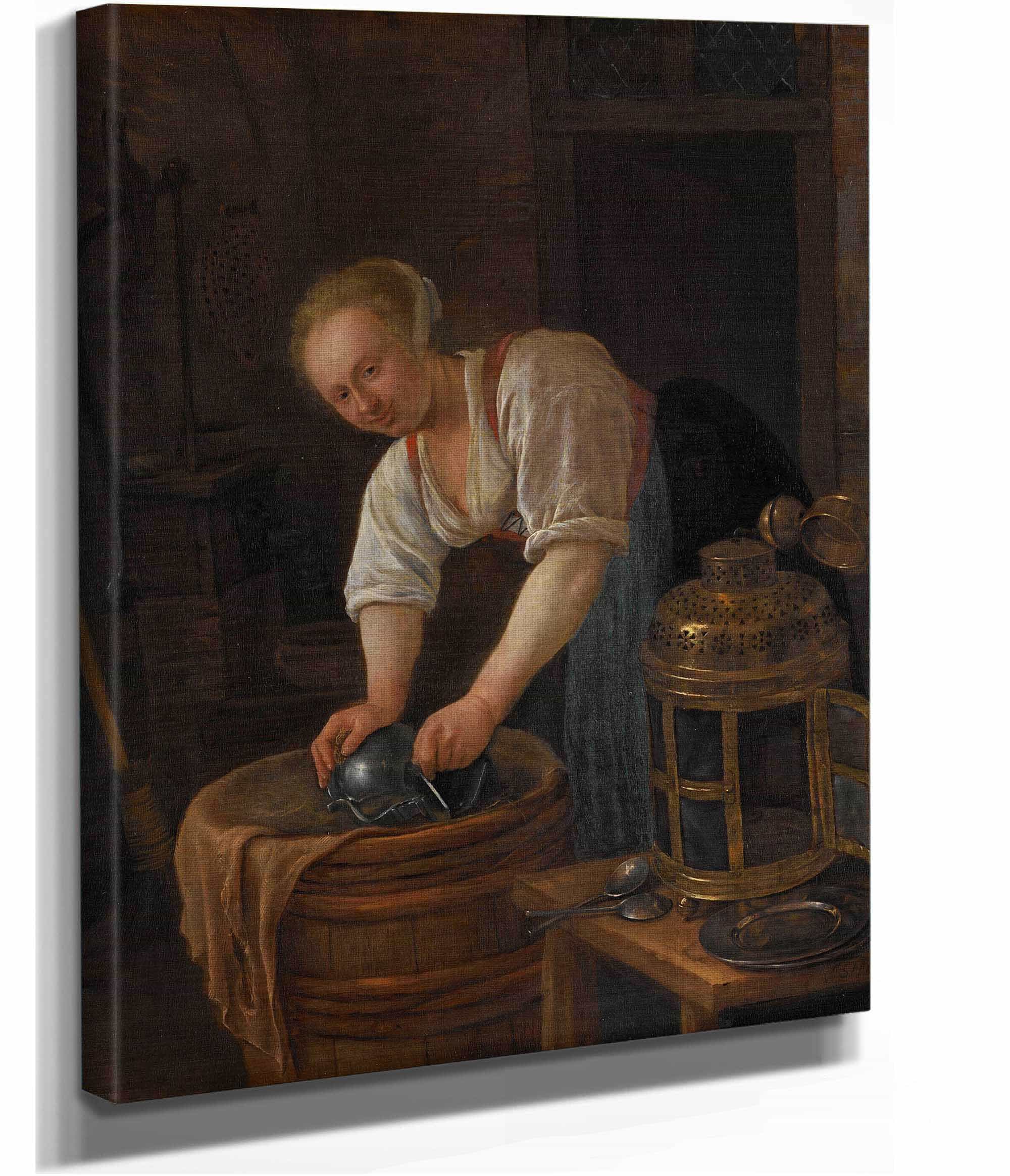 Woman Scouring Metalware  by Jan Steen - Image 2