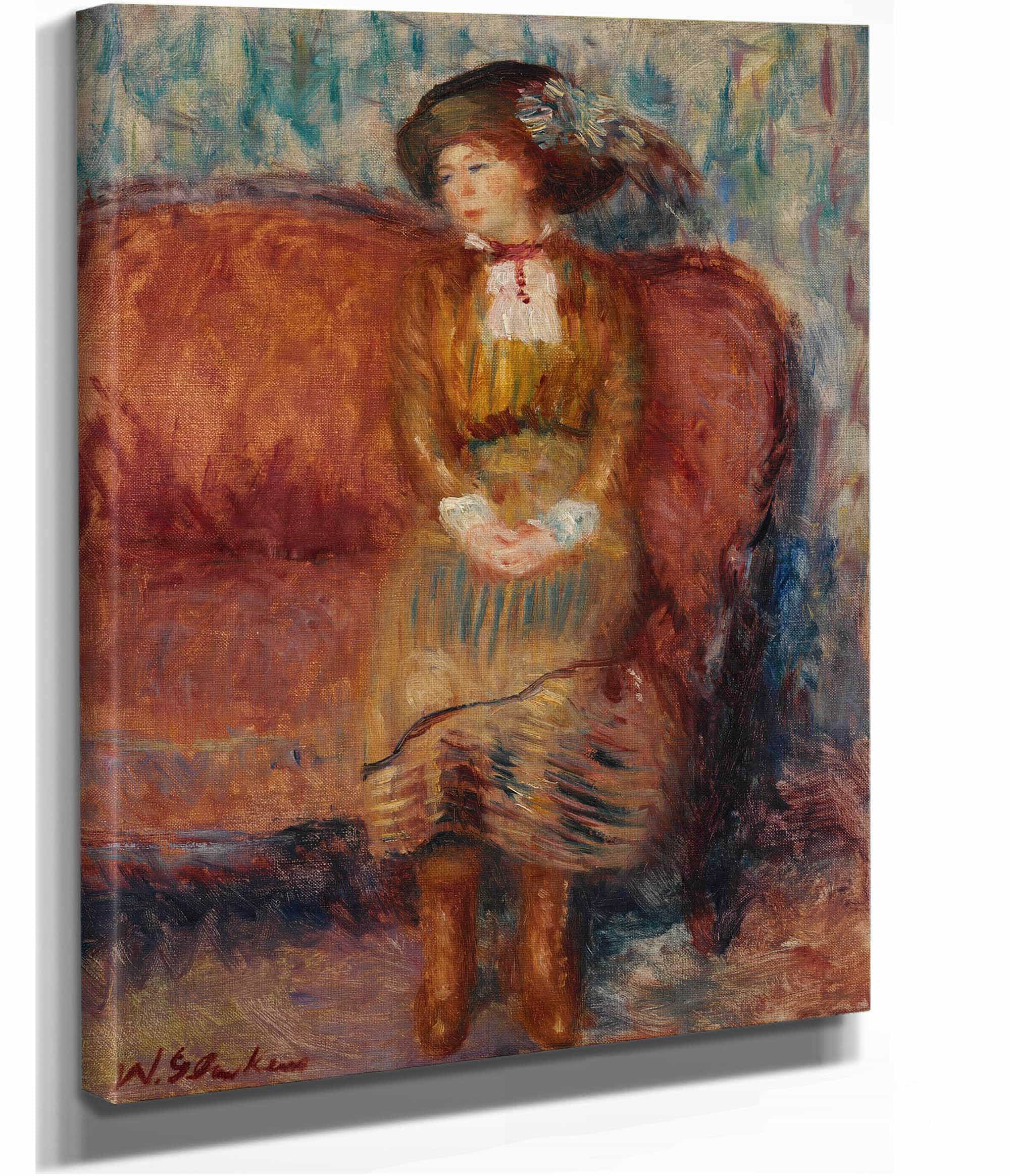 Woman Seated On Red Sofa by William James Glackens - Image 2