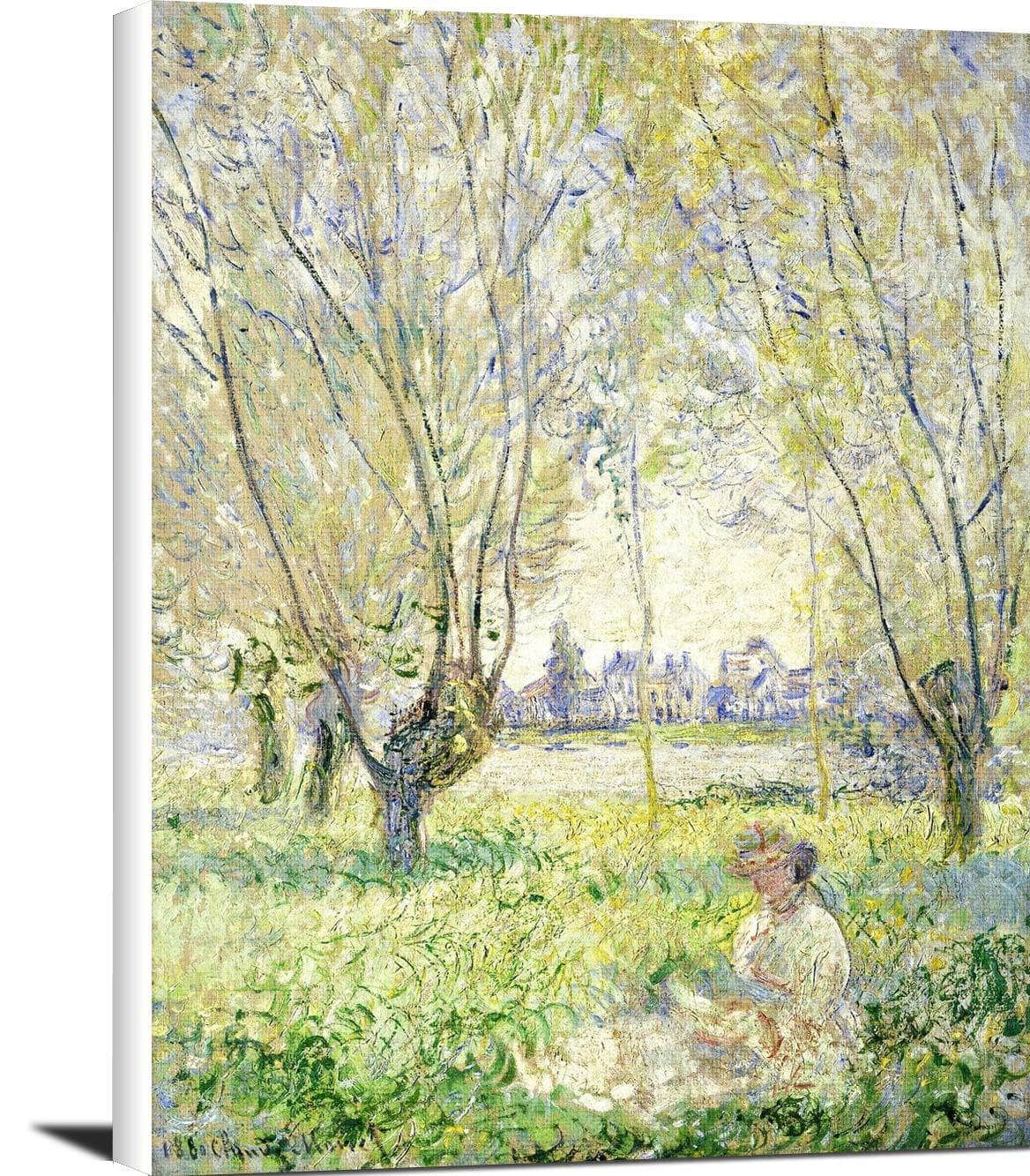 Woman Seated Under The Willows Painting Claude Monet Canvas Art