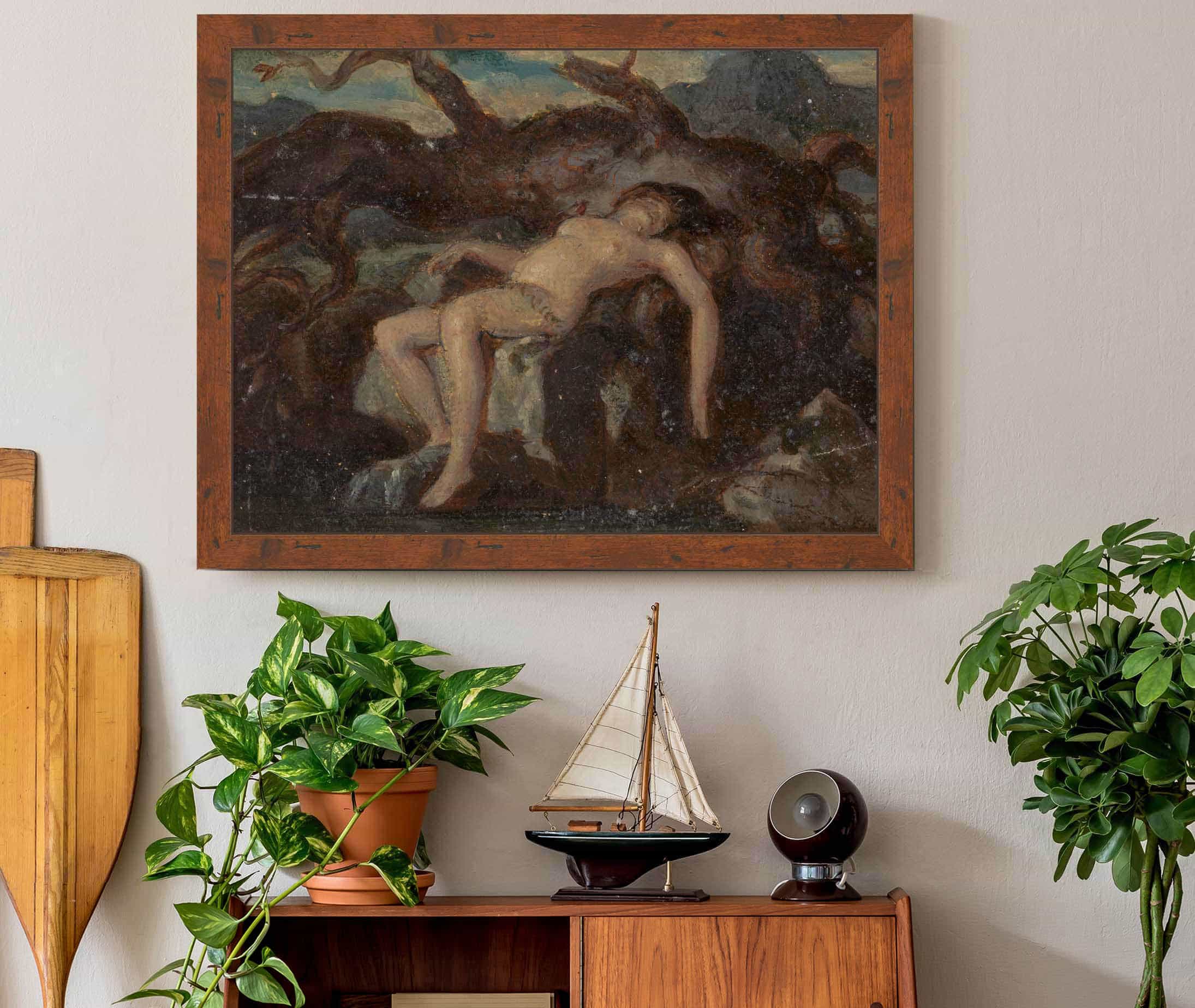 Woman Sleeping In The Nude In A Wooded Landscape by Robert Smirke - Image 3