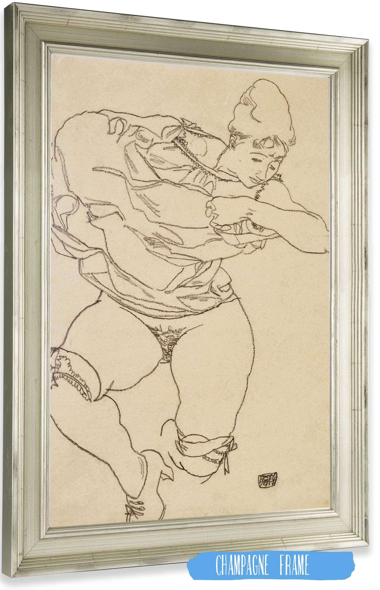 Woman Undressing by Egon Schiele