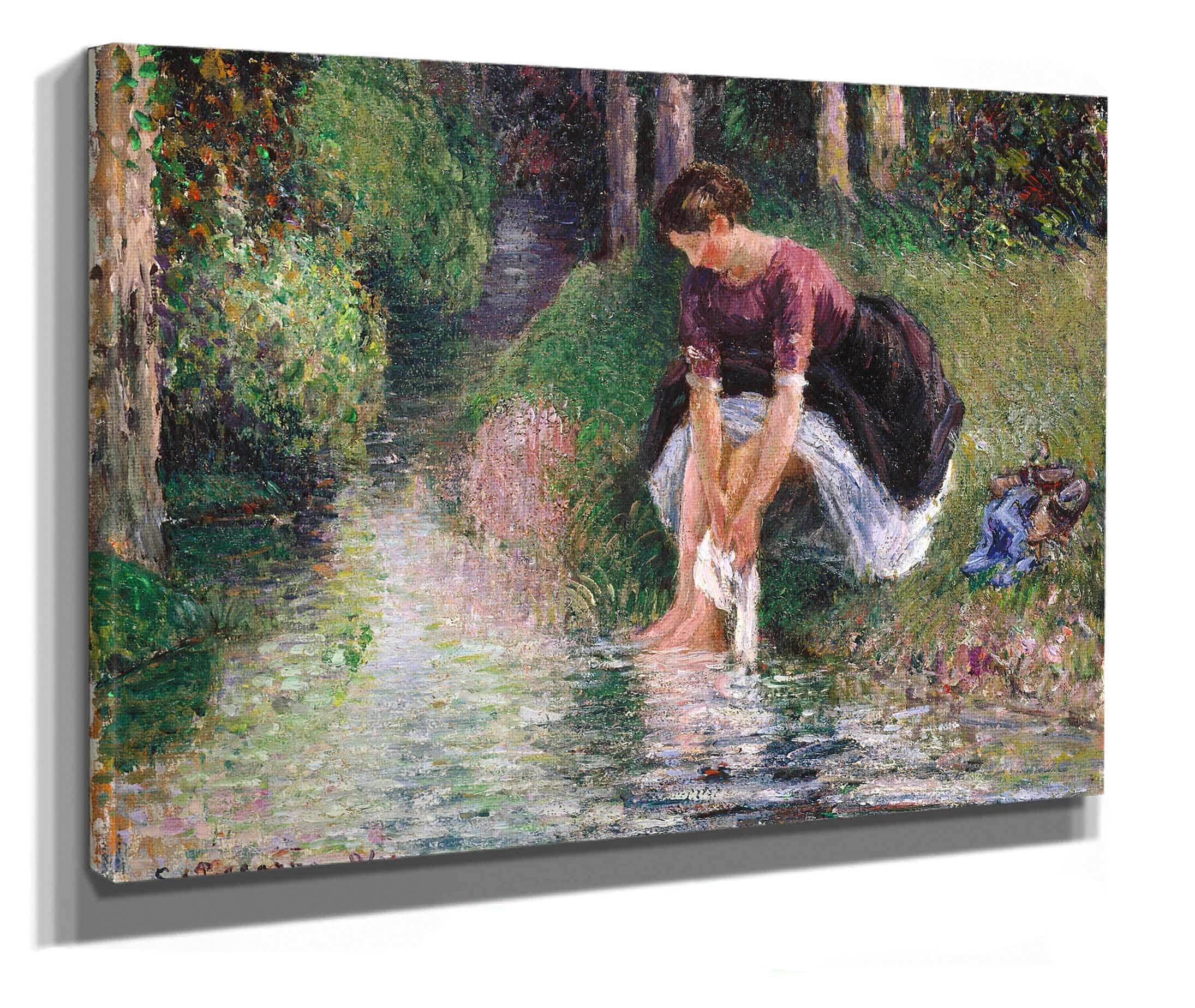 Woman Washing Her Feet In A Brook by Camille Pissarro - Image 2