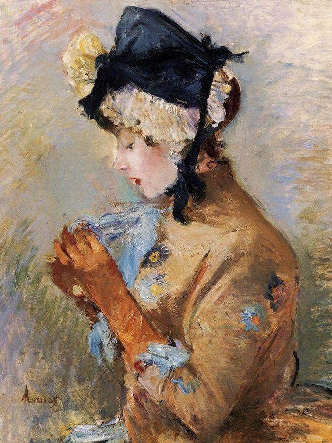 Woman Wearing Gloves Aka The Parisian 1885 Oil On Canvas Private Collection By Berthe Morisot - Image 6