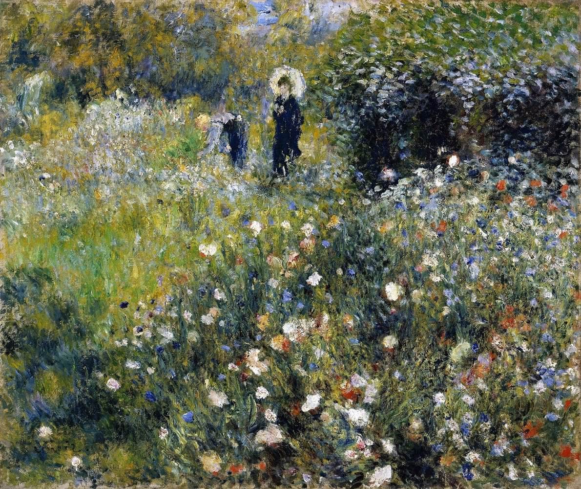 Woman With A Parasol In A Garden Painting Auguste Renoir Canvas Art - Image 5