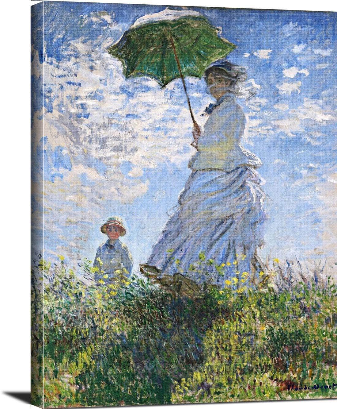 Woman With A Parasol Painting Claude Monet Canvas Art - Image 3