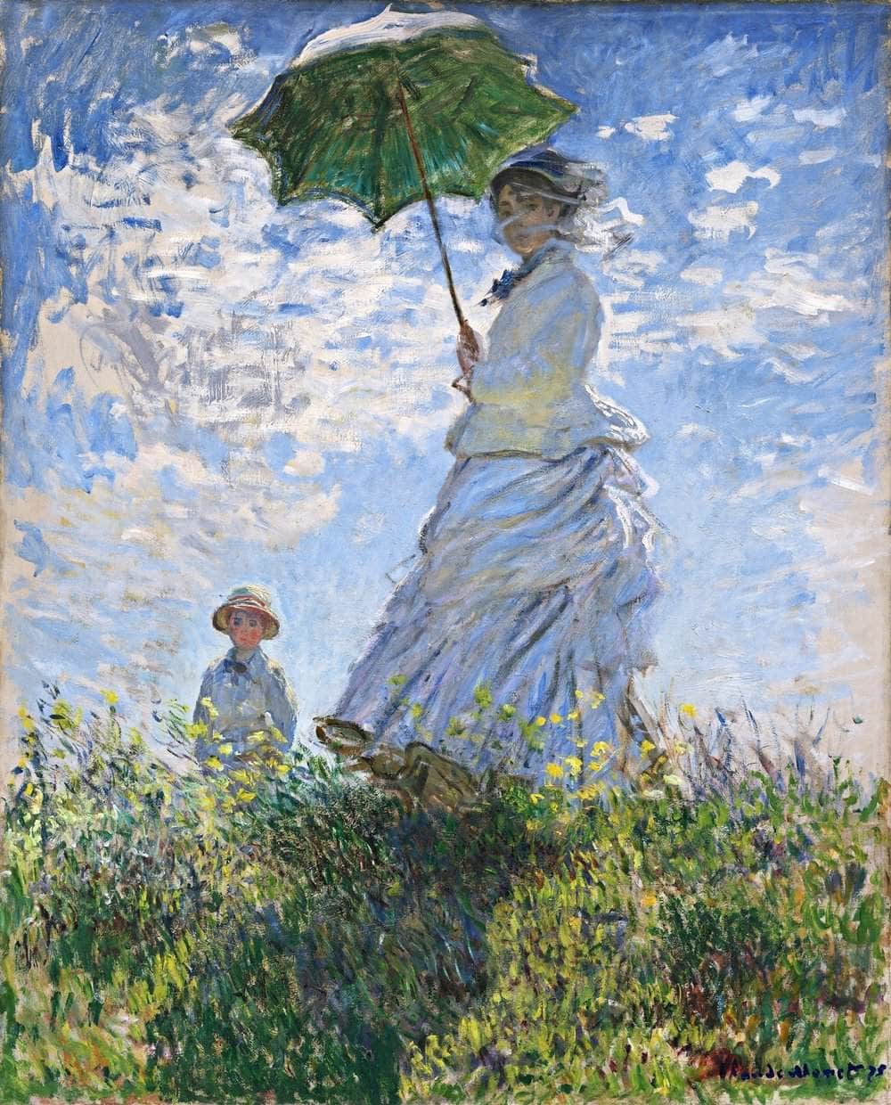 Woman With A Parasol Painting Claude Monet Canvas Art - Image 5