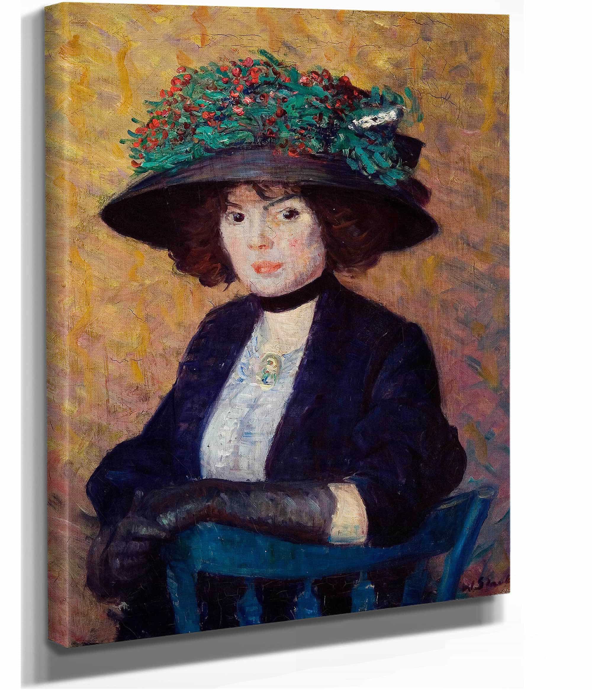 Woman With Green Hat by William James Glackens - Image 2