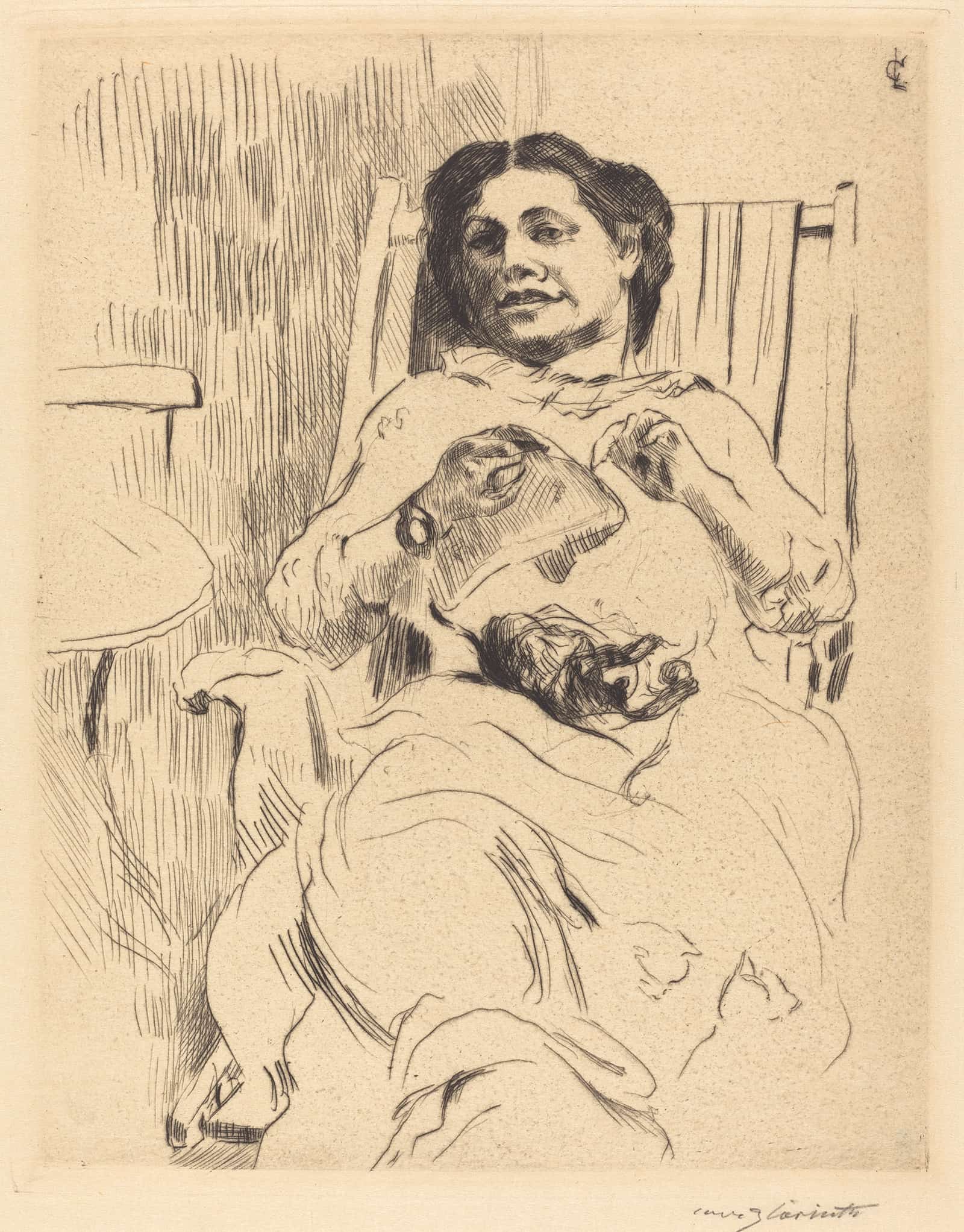 Woman With Needlework Frau Mit Handarbeit by Lovis Corinth