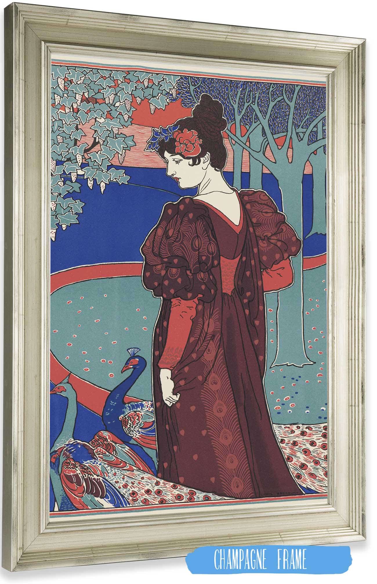 Woman With Peacocks La Femme Au Paon by Louis Rhead