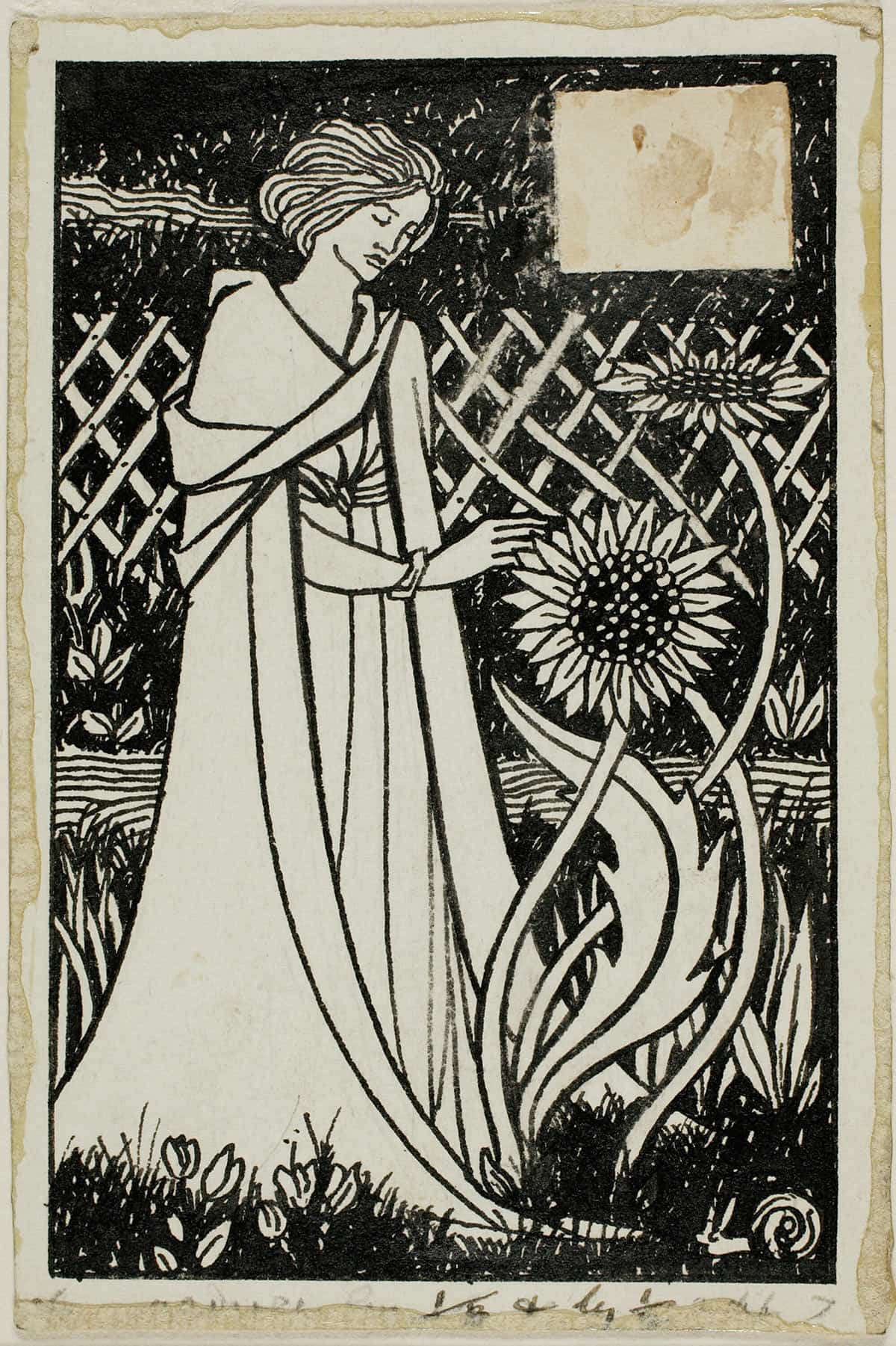 Woman With Sunflowers by Aubrey Vincent Beardsley - Image 3