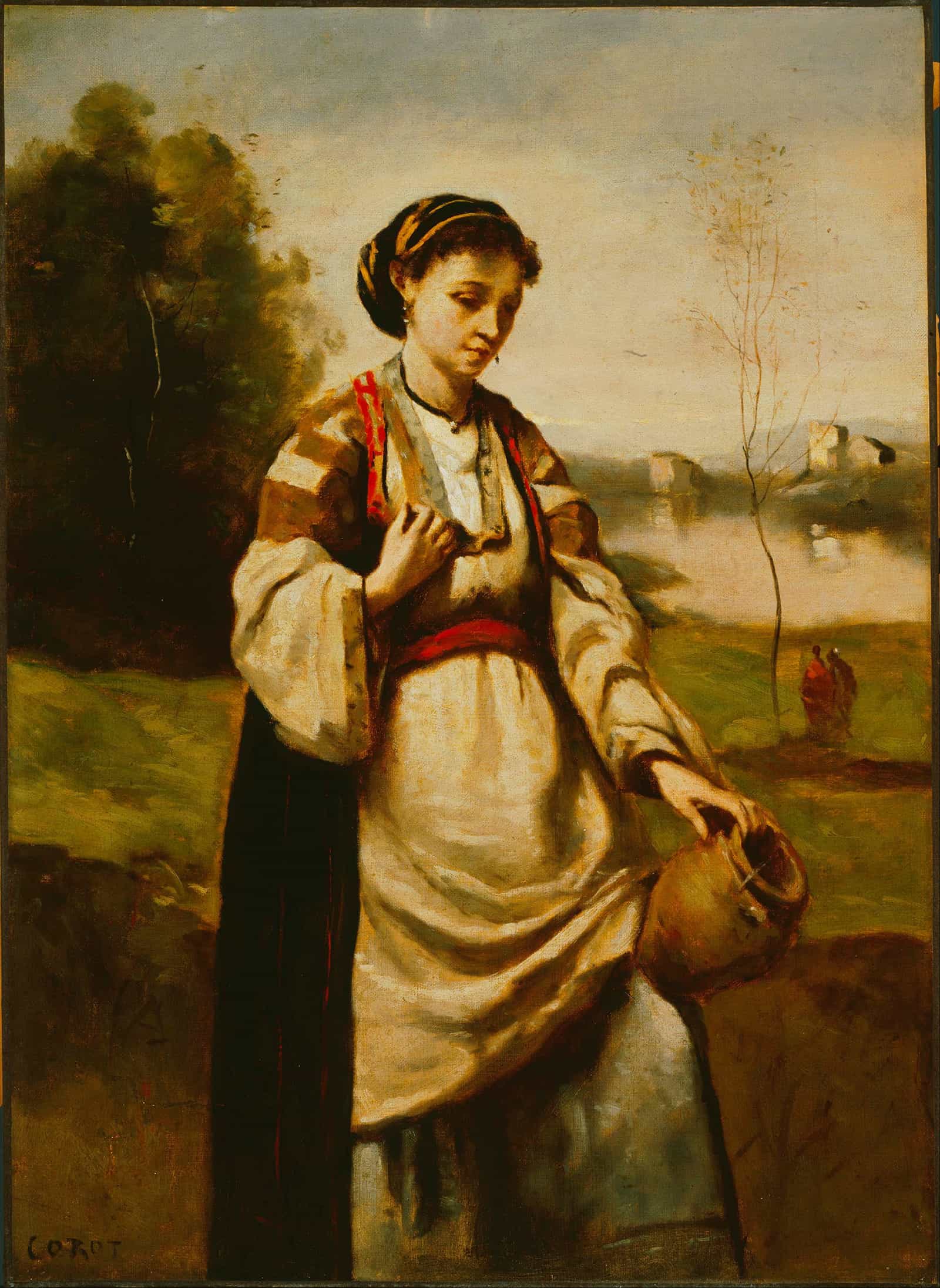 Woman With Water Jar by Jean Baptiste Camille Corot - Image 2