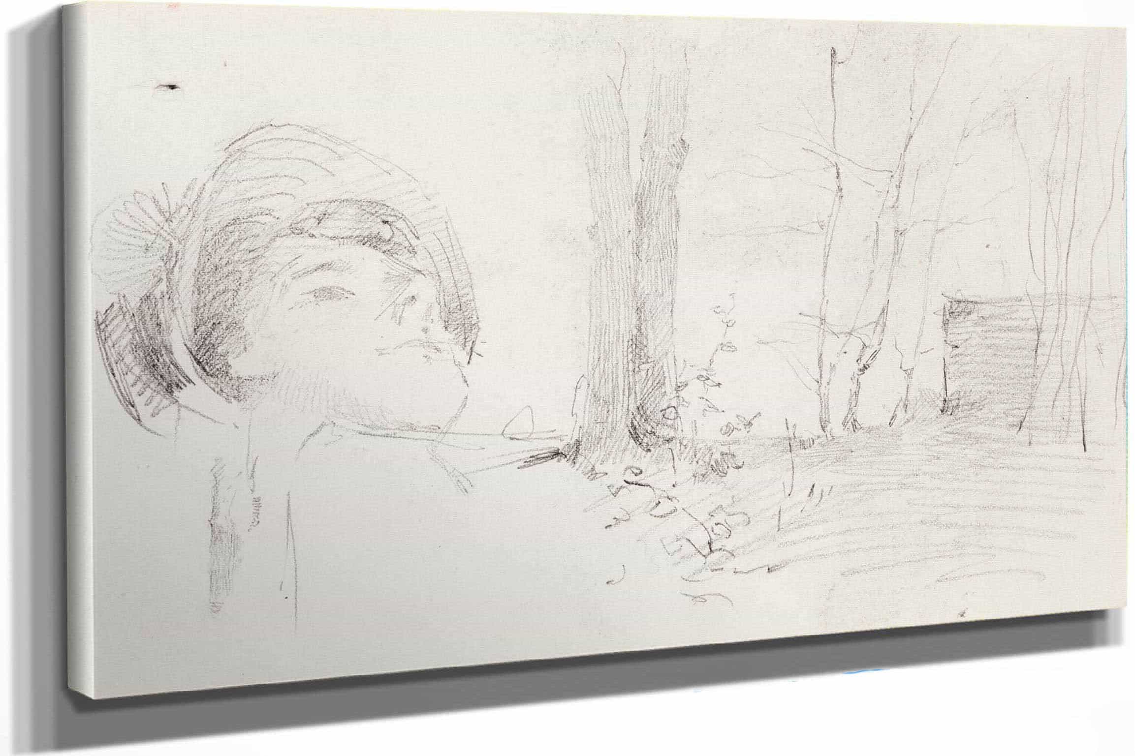 Womans Head Landscape Trees  by Helene Schjerfbeck