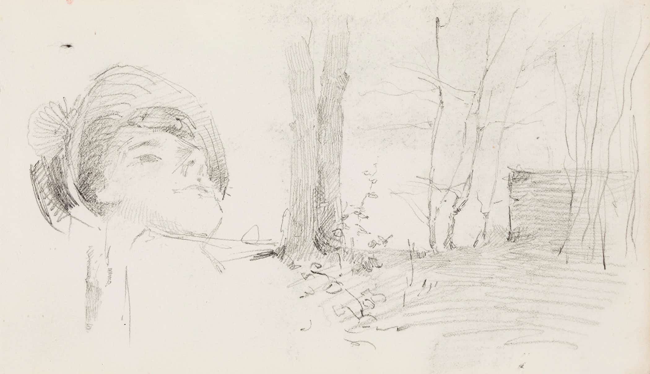 Womans Head Landscape Trees  by Helene Schjerfbeck - Image 2