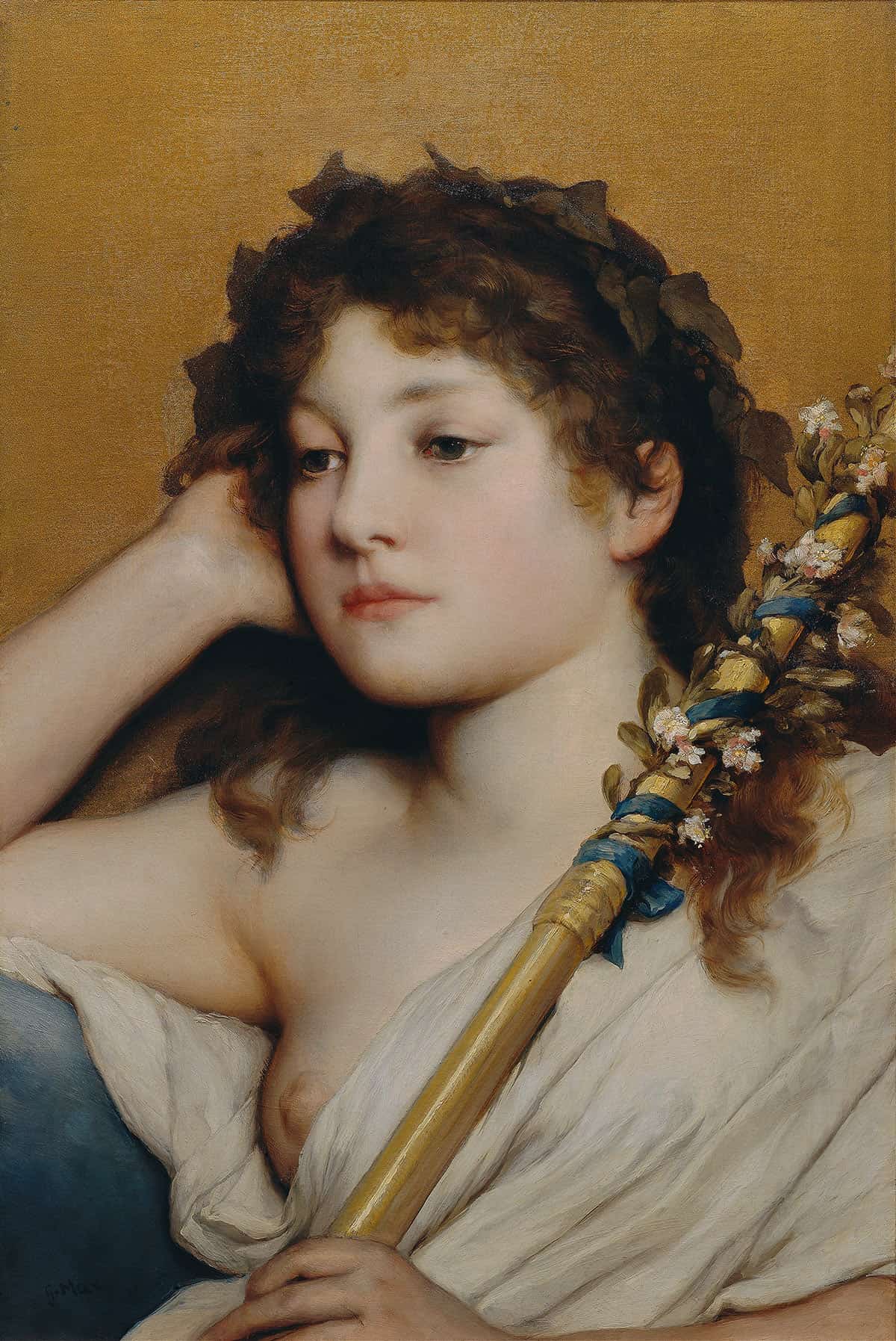 Womans Head Pondering by Gabriel Von Max - Image 3