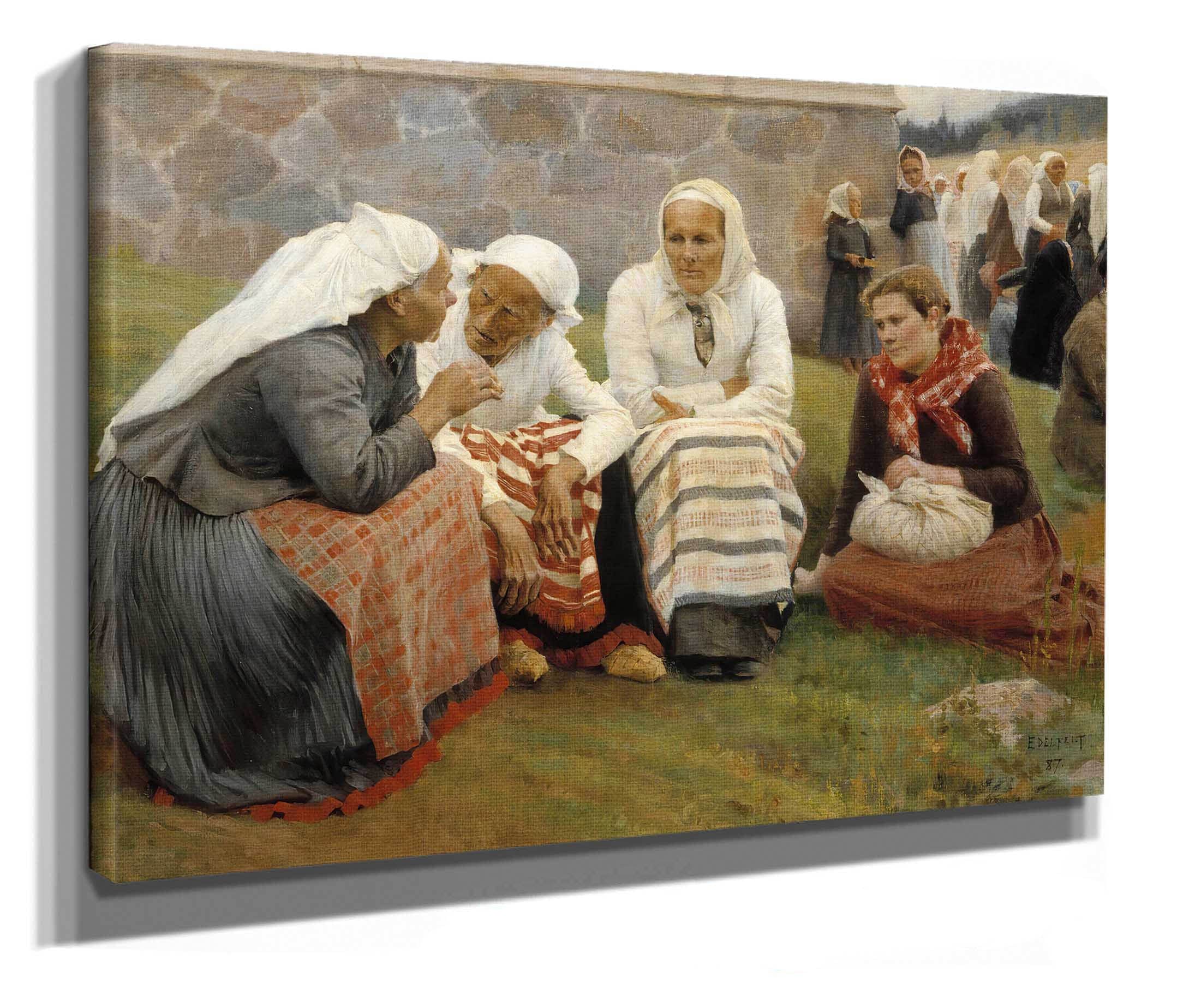 Women Outside The Church At Ruokolahti by Albert Edelfelt - Image 2