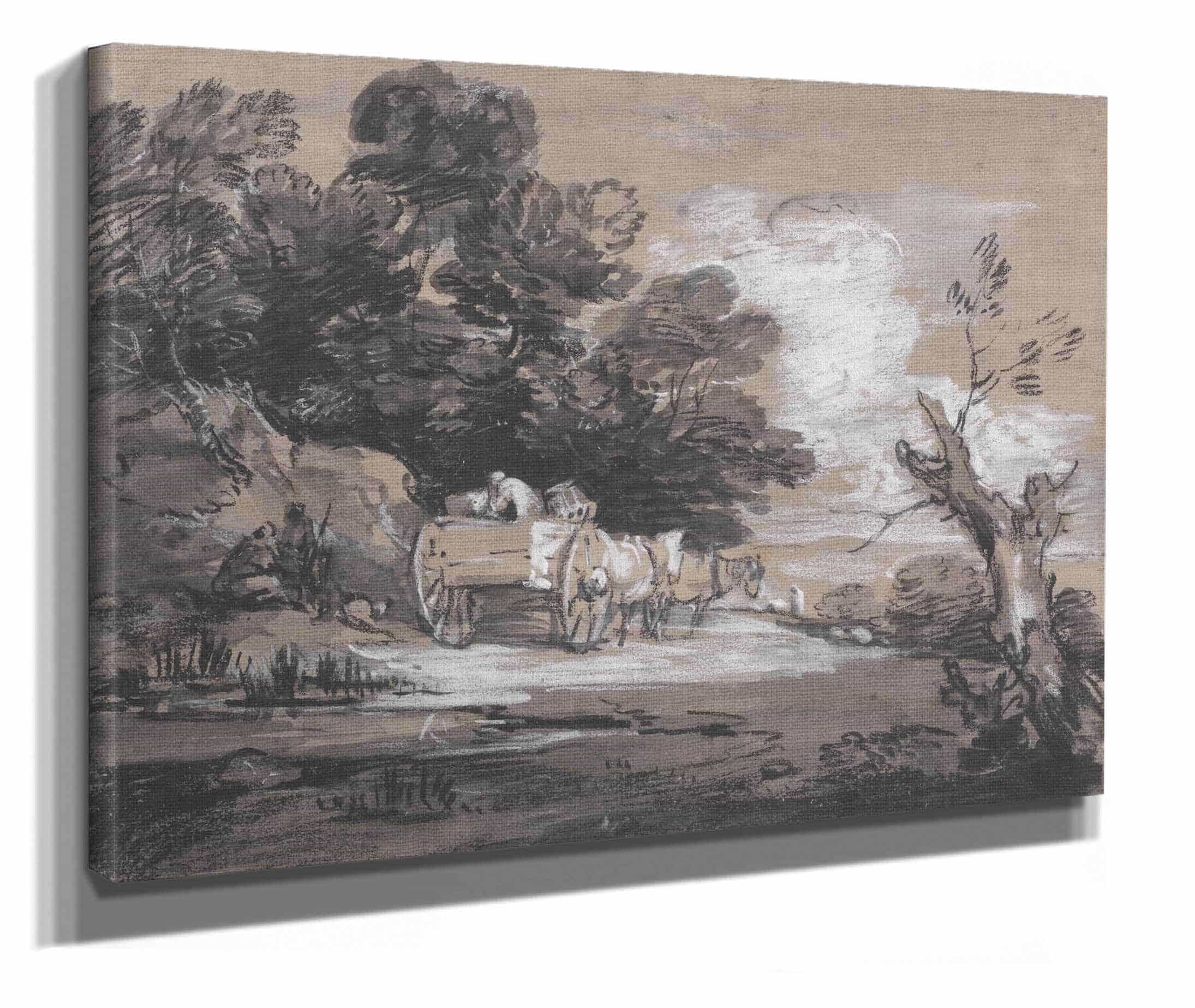 Wooded Landscape With Country Cart And Figures by Thomas Gainsborough - Image 2