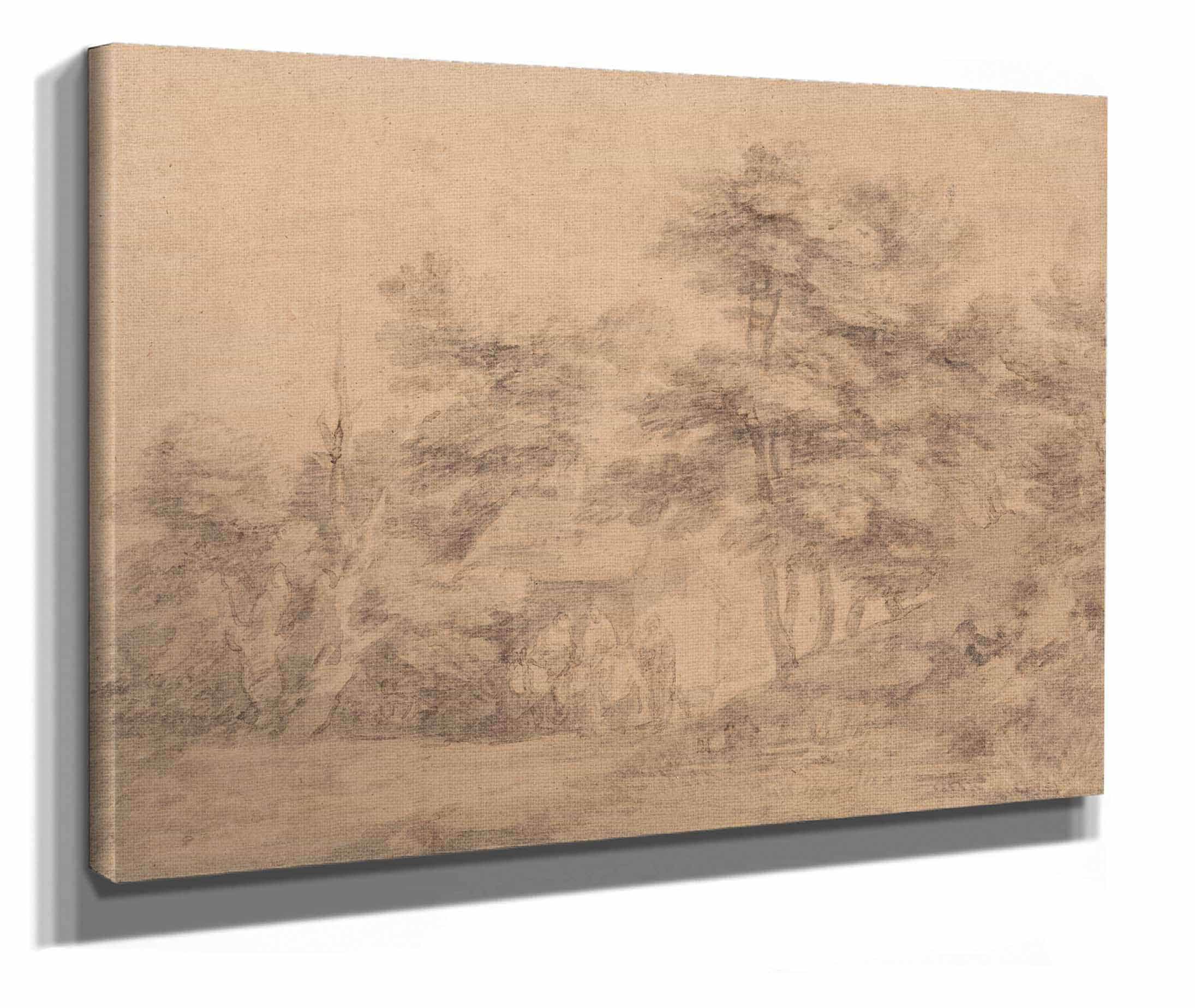 Wooded Landscape With Figures Donkeys And Cottage by Thomas Gainsborough - Image 2