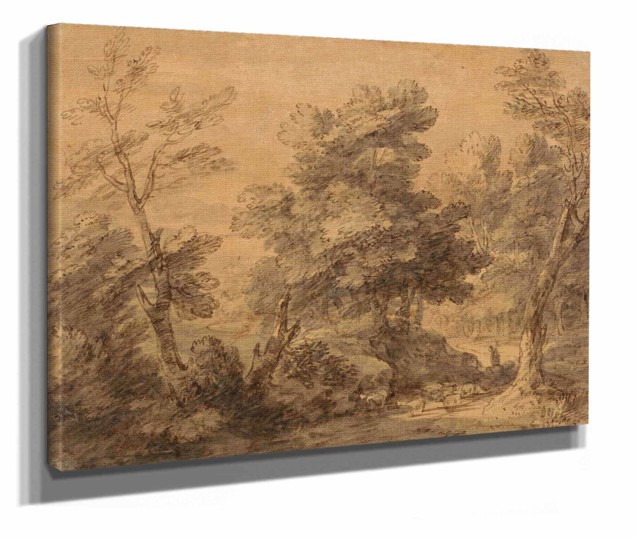 Wooded Landscape With Shepherd And Sheep Between And by Thomas Gainsborough - Image 2