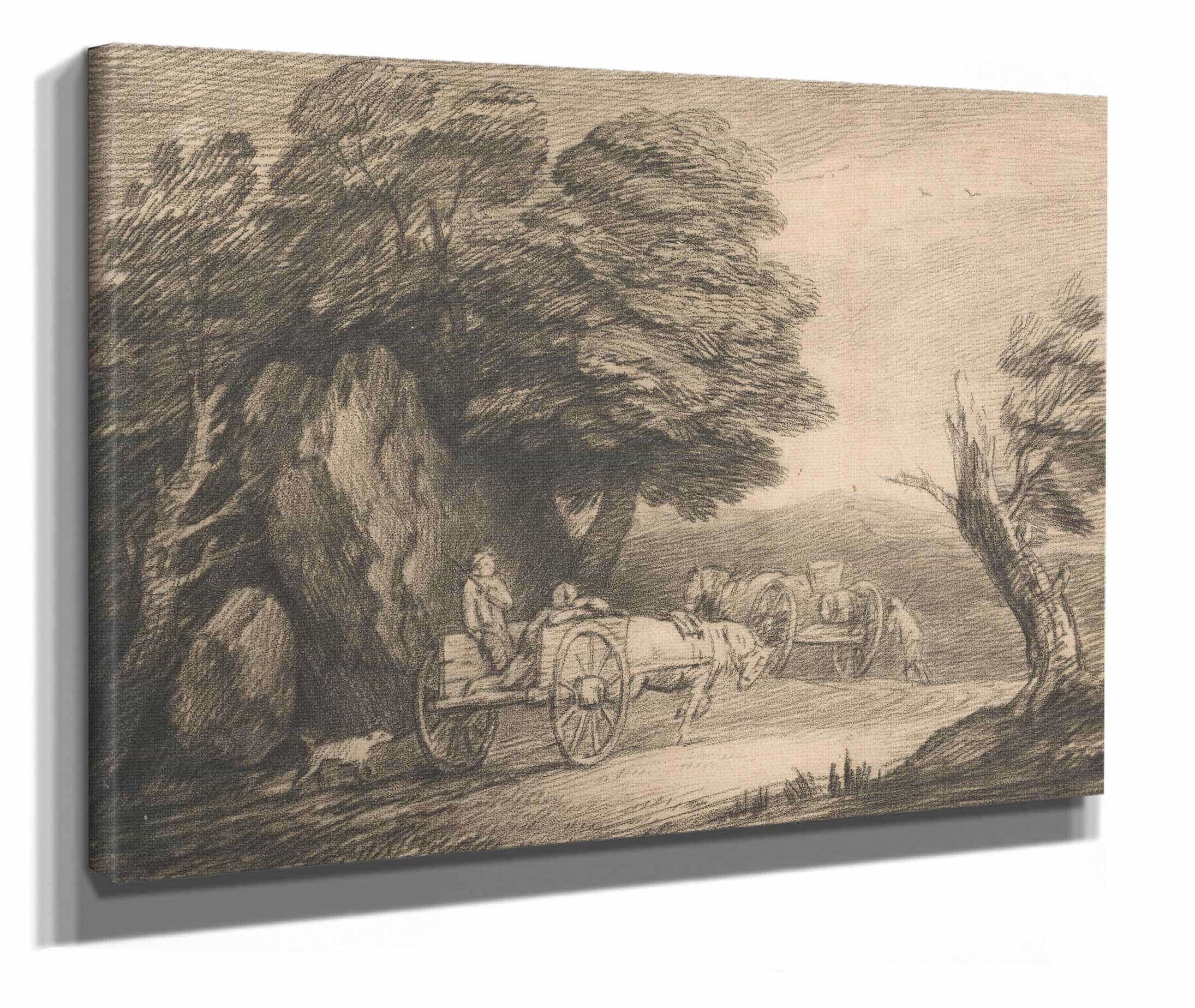 Wooded Landscape With Two Country Carts And Figures by Thomas Gainsborough - Image 2